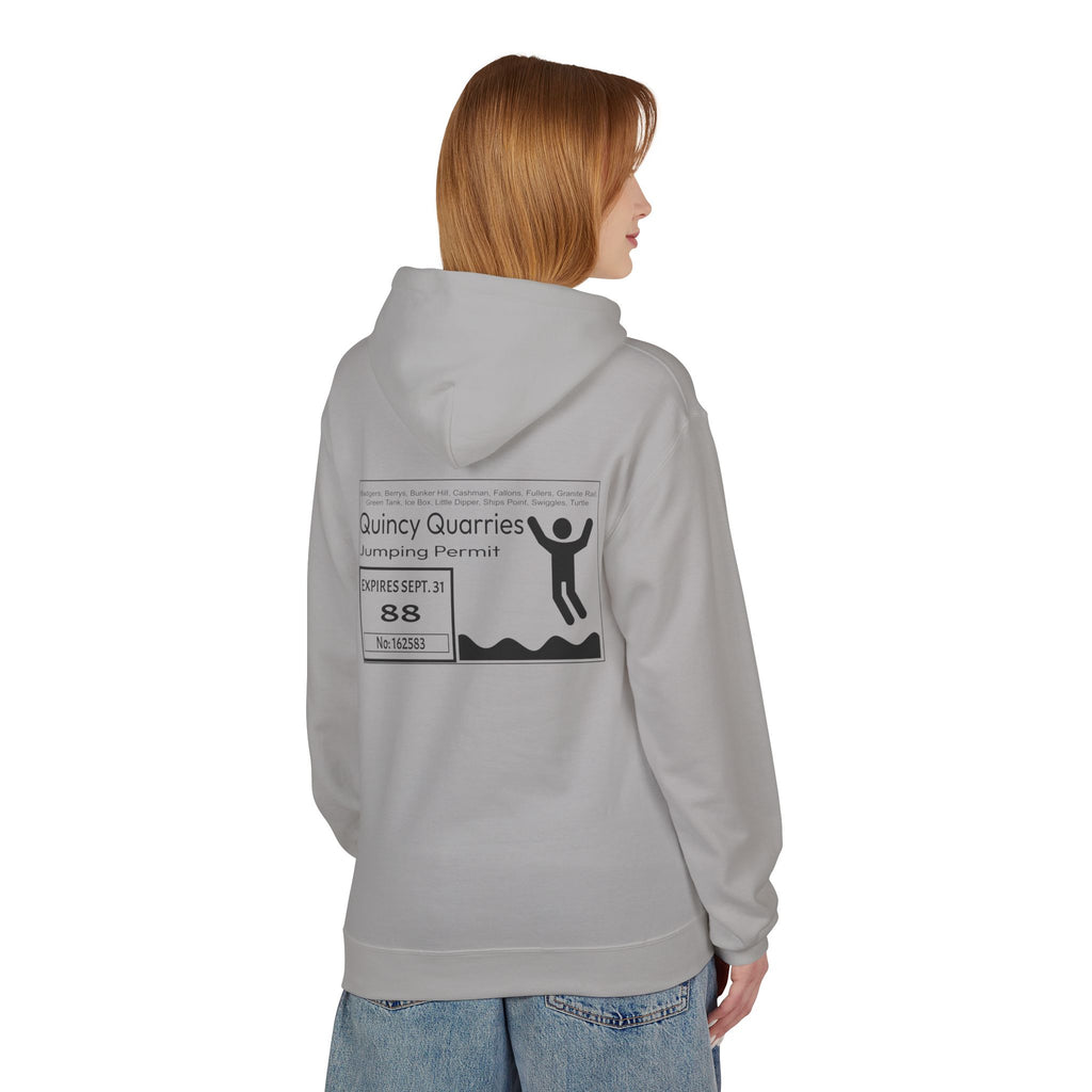 Quincy Quarries Permit Softstyle Hoodie- Black Text