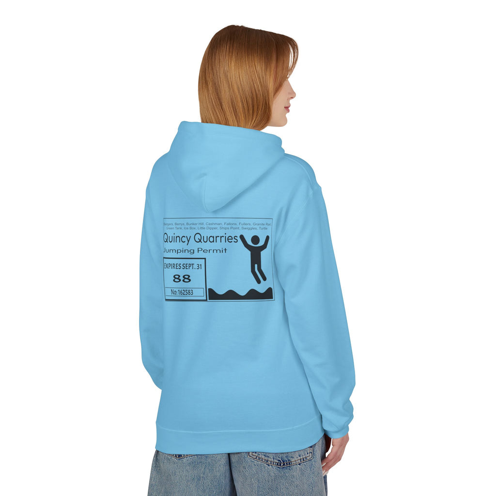 Quincy Quarries Permit Softstyle Hoodie- Black Text