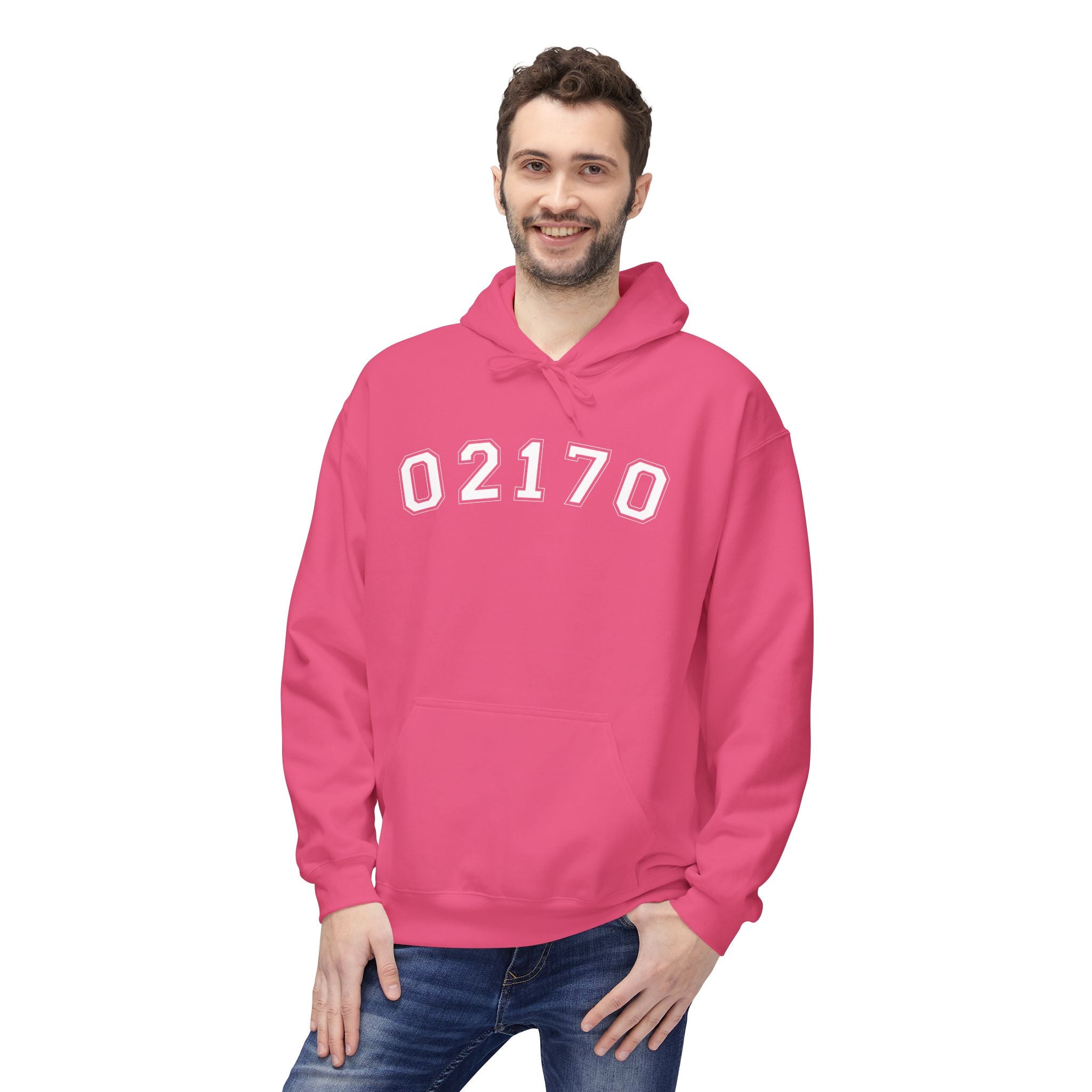 02170- Quincy Zip Code Softstyle Hoodie White Text