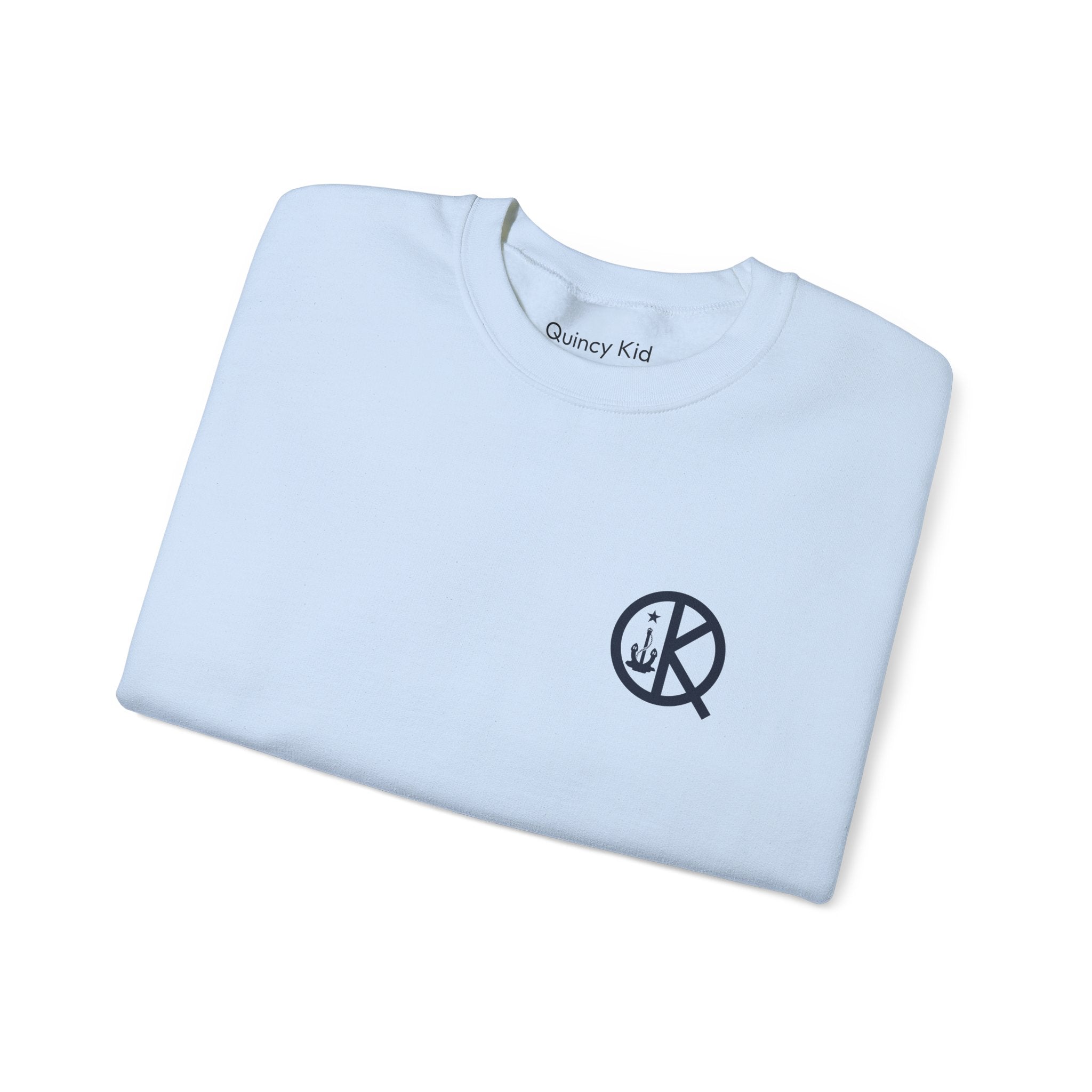 Quincy Kid Crewneck Sweatshirt With Navy Emblem