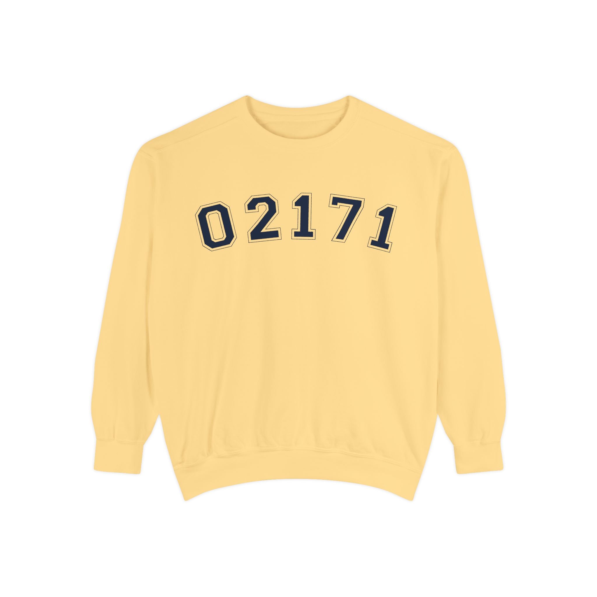 02171- Quincy Zip Code Sweatshirt Navy Text