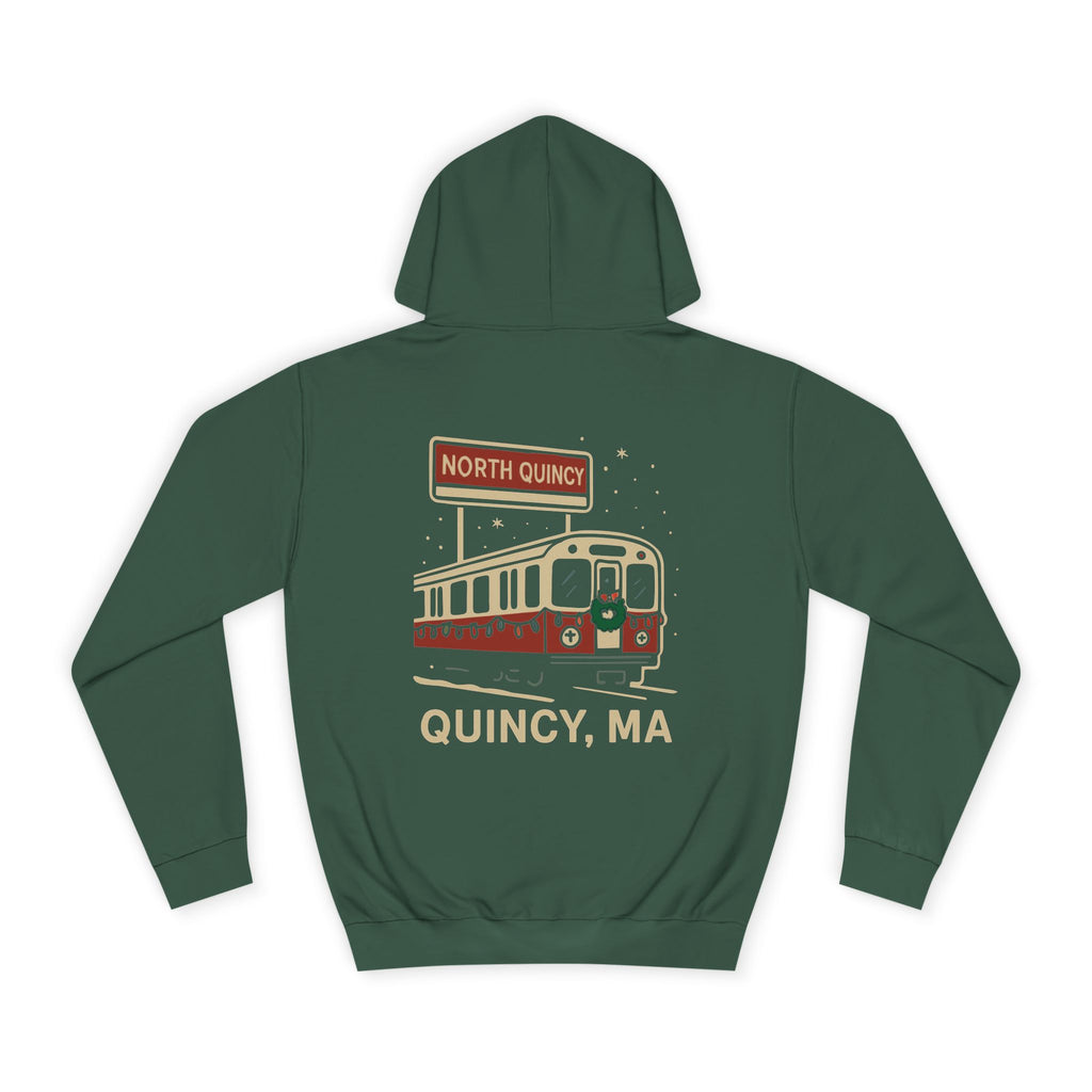 North Quincy Red Line Holiday Hoodie- Red Logo