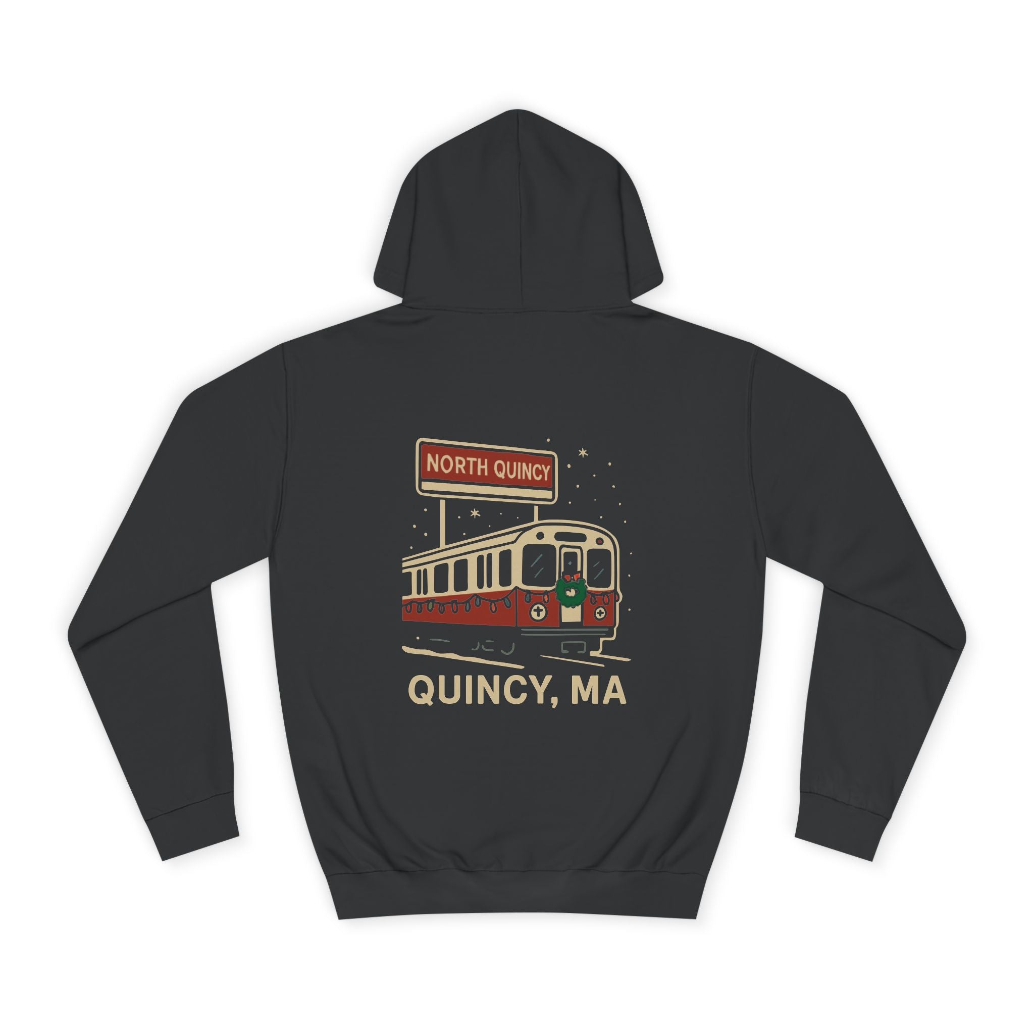 North Quincy Red Line Holiday Hoodie- White Logo