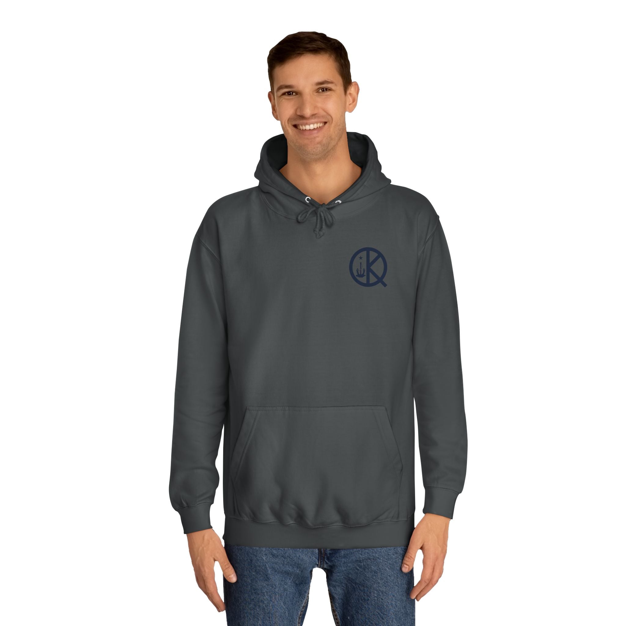 Quincy Kid Hoodie with Emblem- Navy