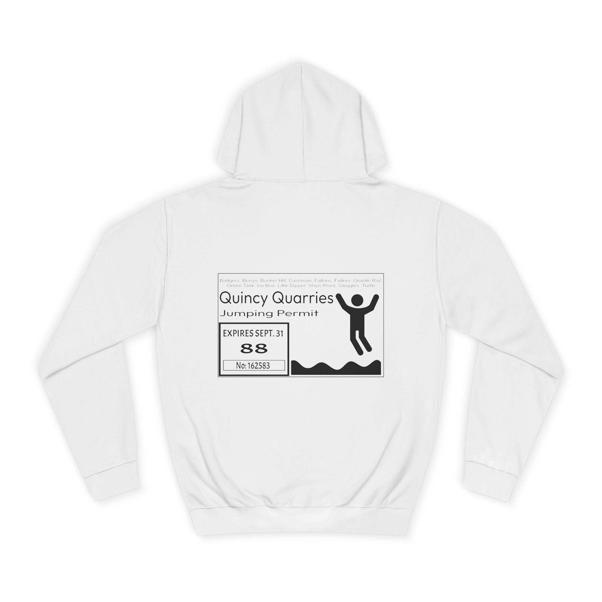 Quincy Quarries Permit Hoodie- Black Text