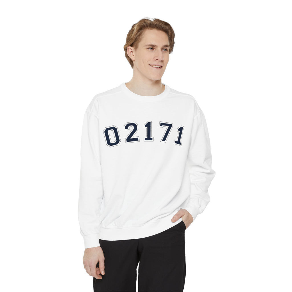02171- Quincy Zip Code Sweatshirt Navy Text