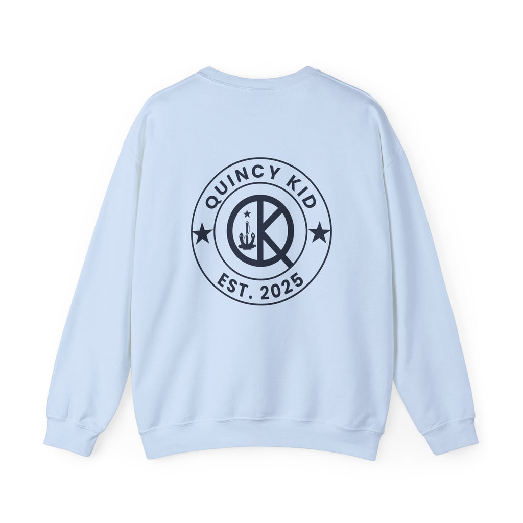 Quincy Kid Crewneck Sweatshirt With Navy Emblem