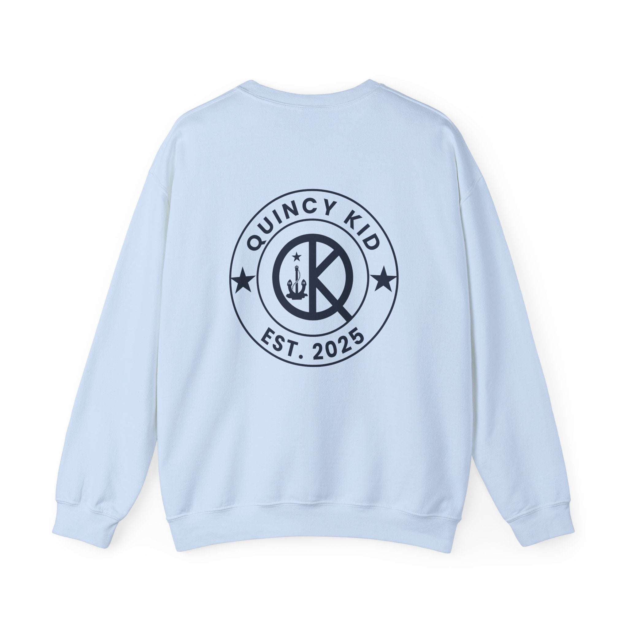 Quincy Kid Crewneck Sweatshirt With Navy Emblem