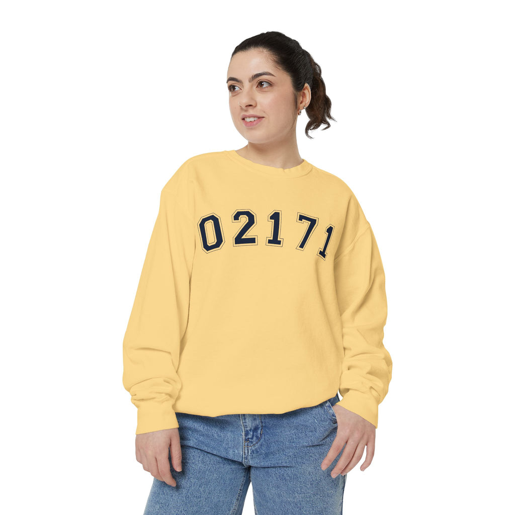 02171- Quincy Zip Code Sweatshirt Navy Text