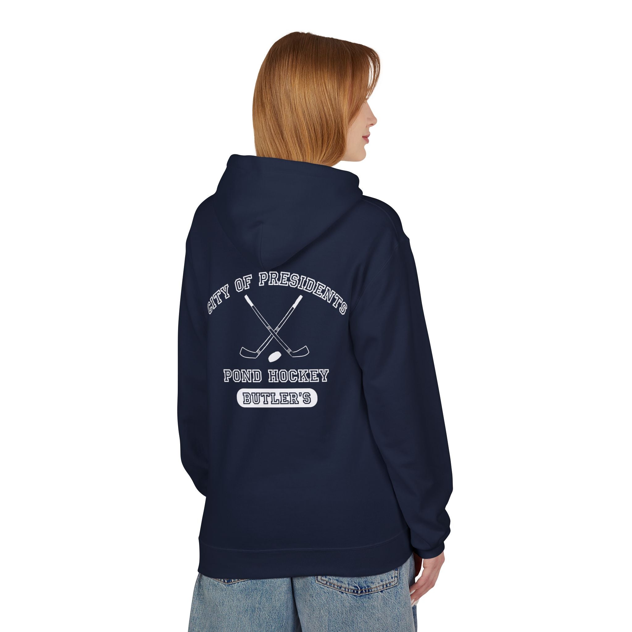 Butler's Pond Hockey Softstyle Hoodie White Text