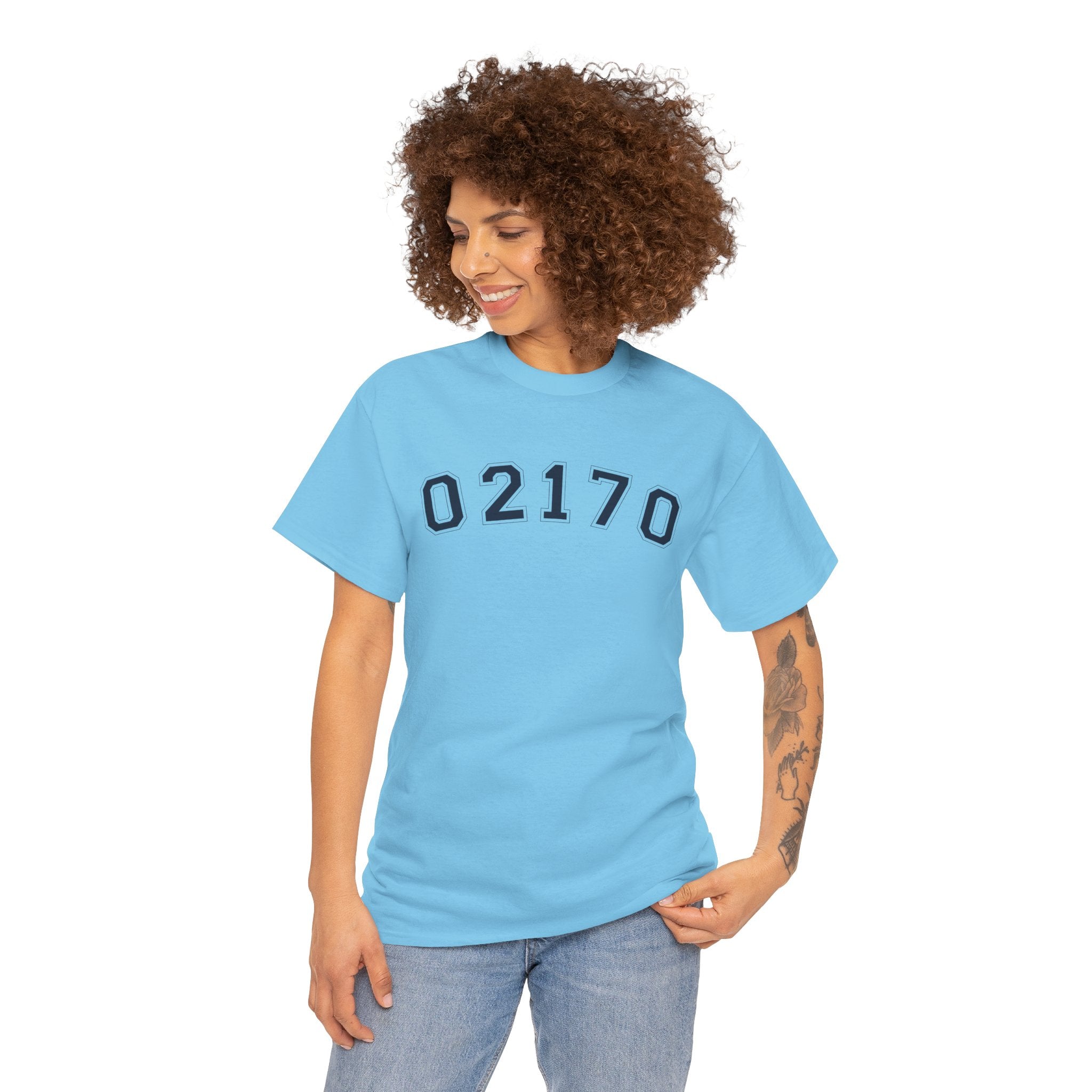 02170- Quincy Zip Code T-shirt Navy Text