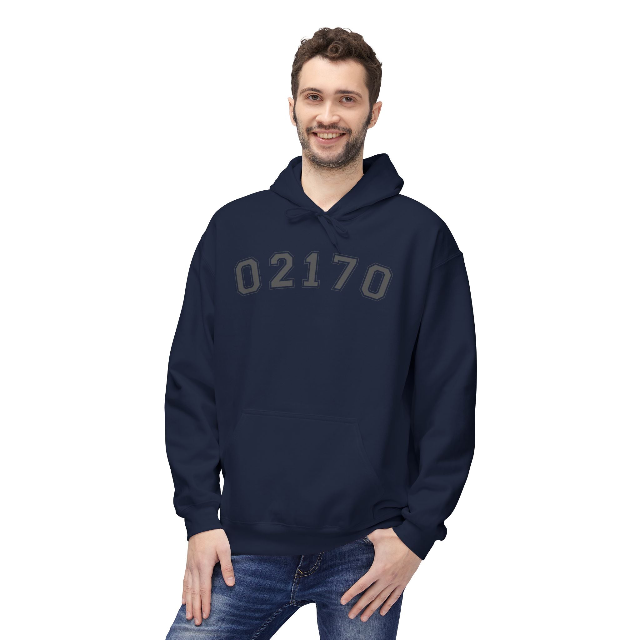 02170- Quincy Zip Code Softstyle Hoodie Grey Text