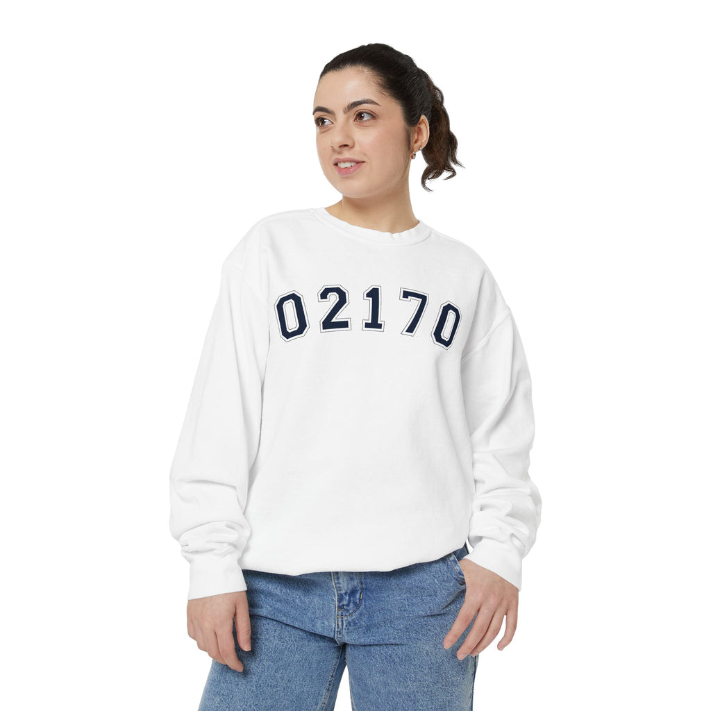 02170- Quincy Zip Code Sweatshirt Navy Text