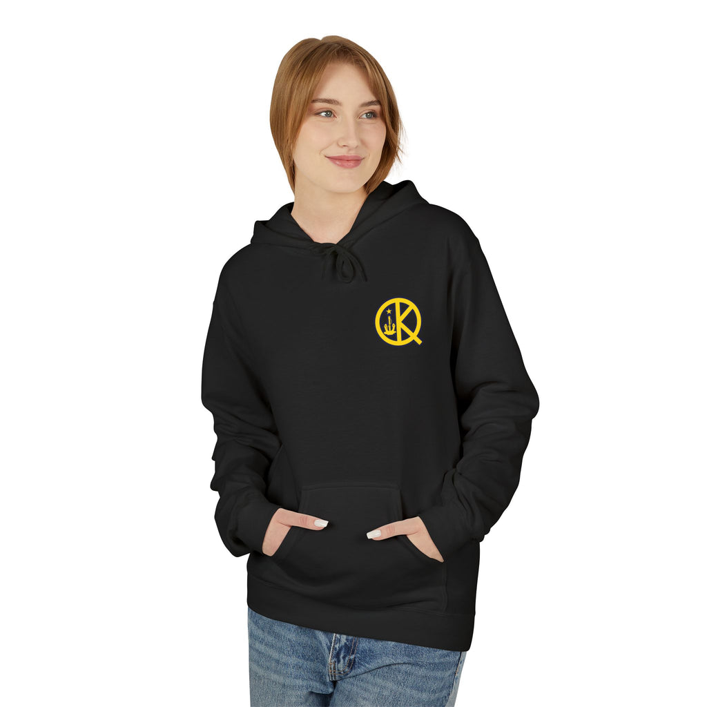 Quincy Kid Nautical Flags Softstyle Hoodie- Yellow Logo