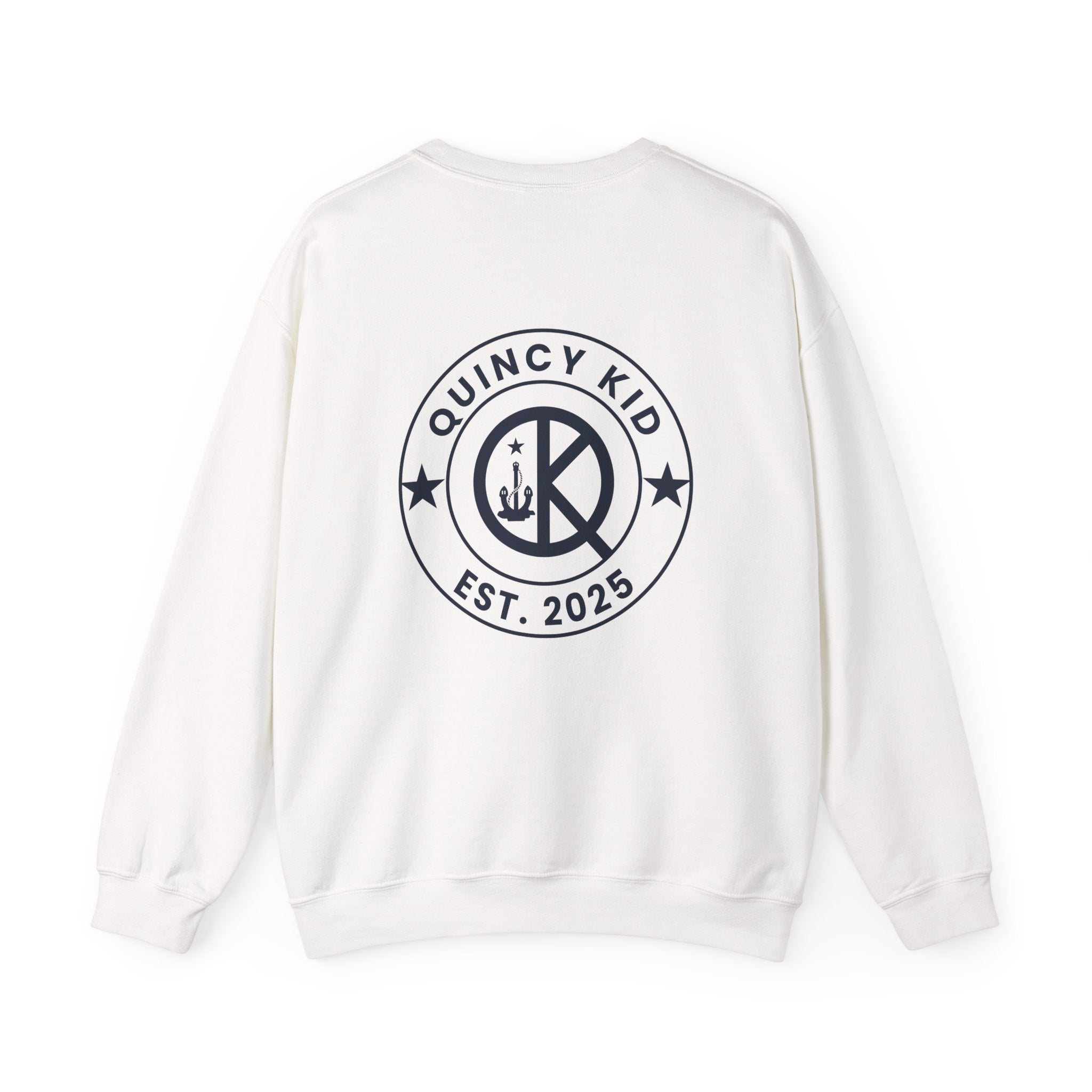 Quincy Kid Crewneck Sweatshirt With Navy Emblem