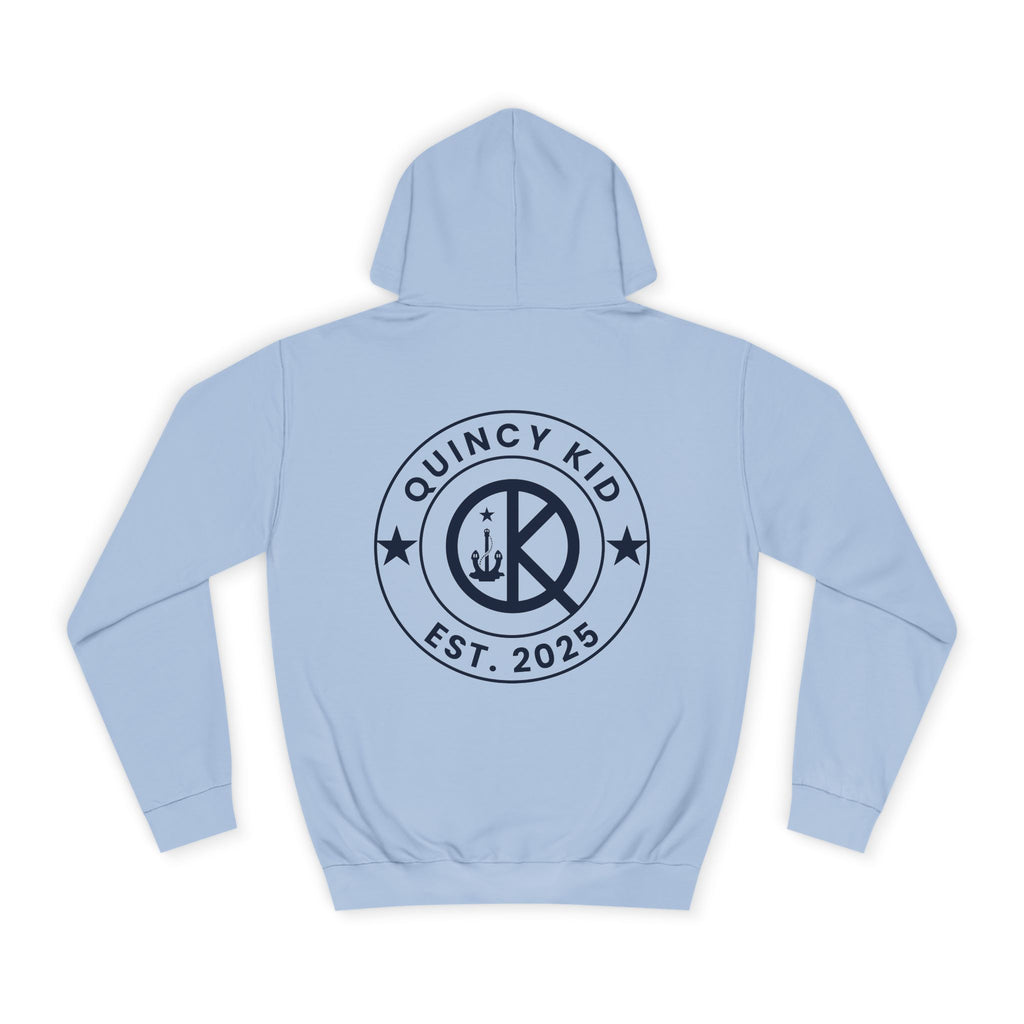Quincy Kid Hoodie with Emblem- Navy