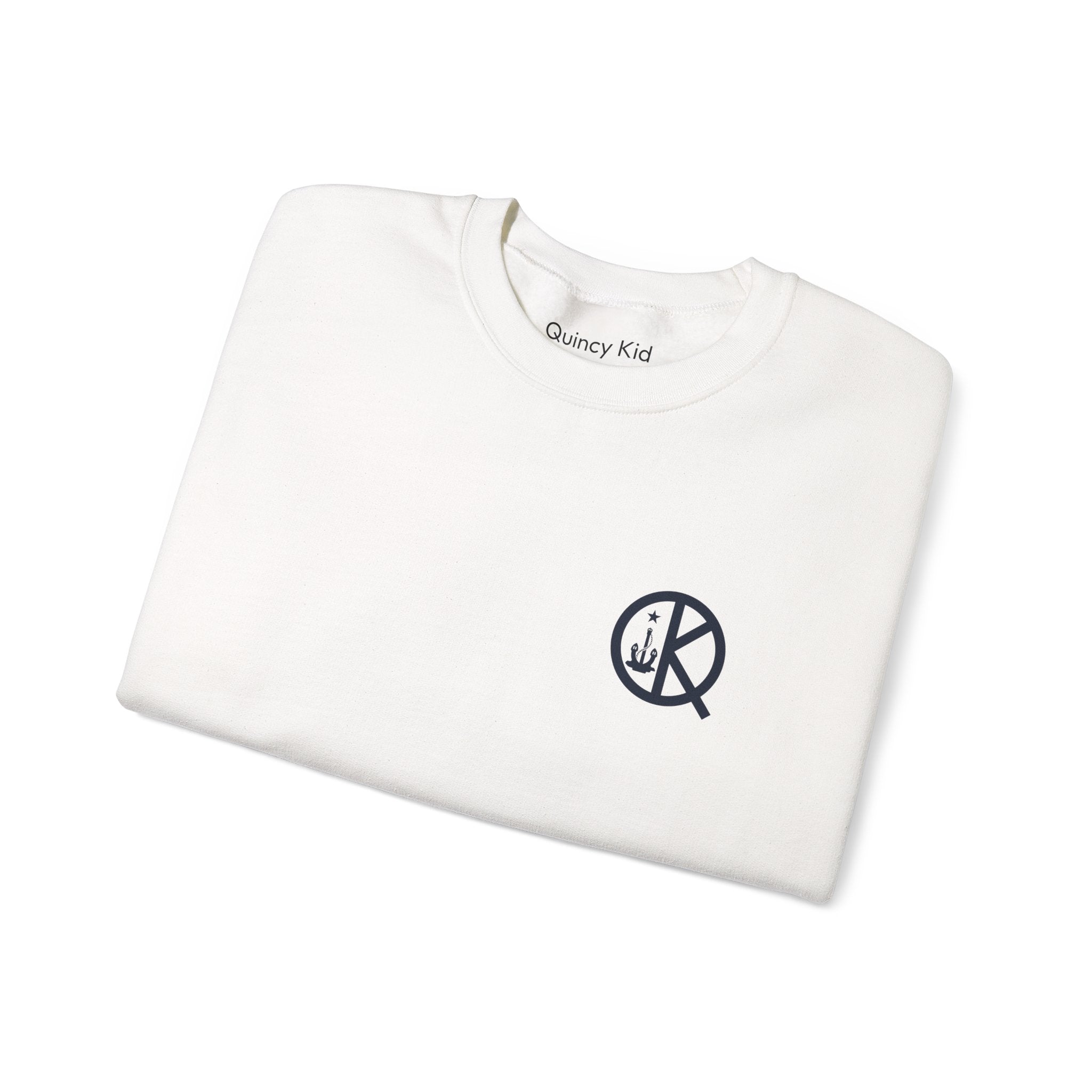 Quincy Kid Crewneck Sweatshirt With Navy Emblem