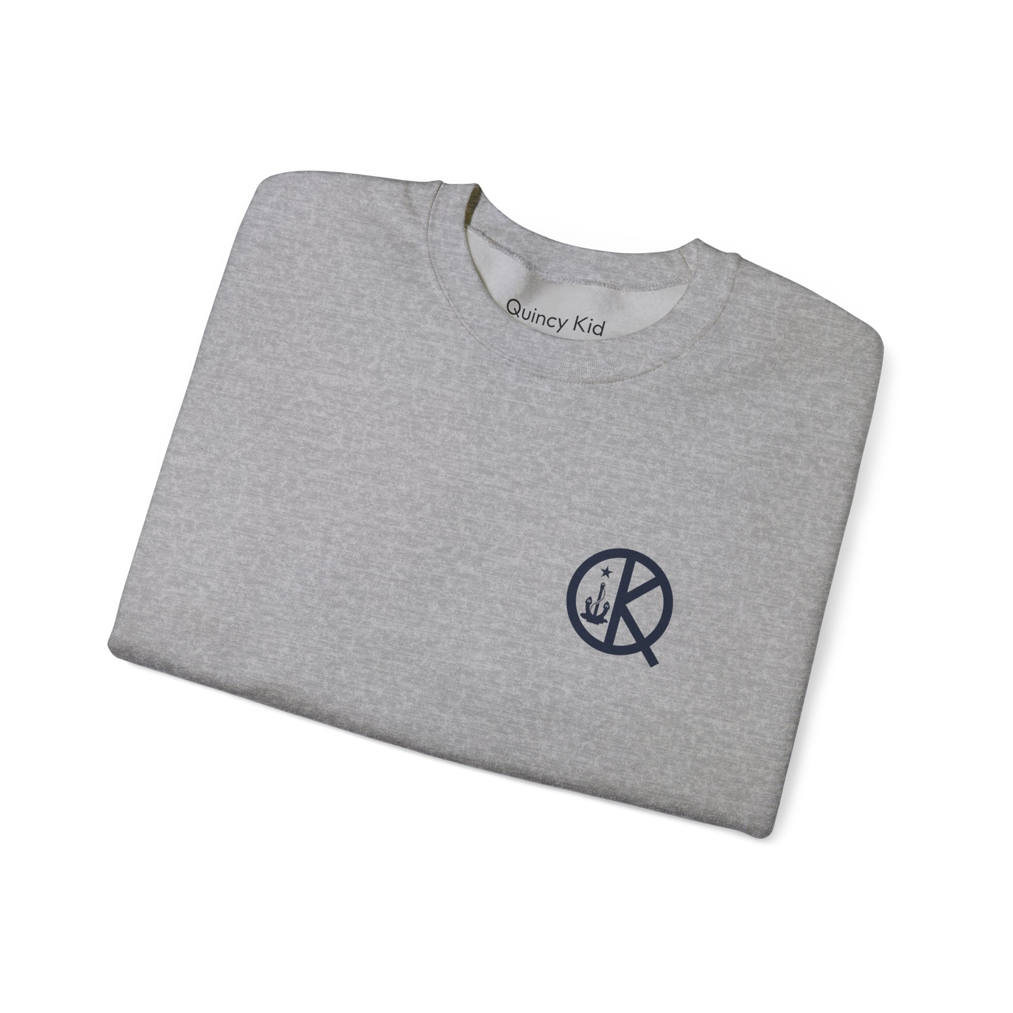 Quincy Kid Crewneck Sweatshirt With Navy Emblem