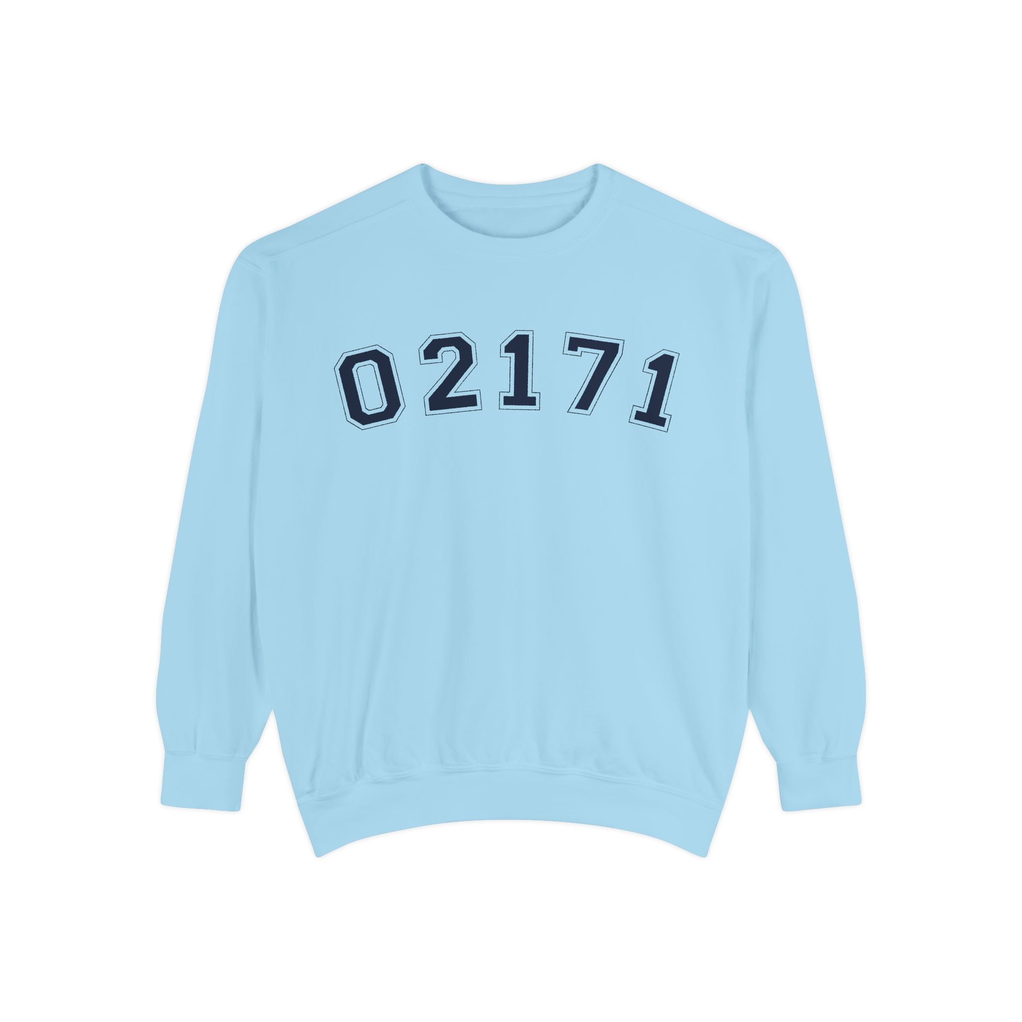 02171- Quincy Zip Code Sweatshirt Navy Text