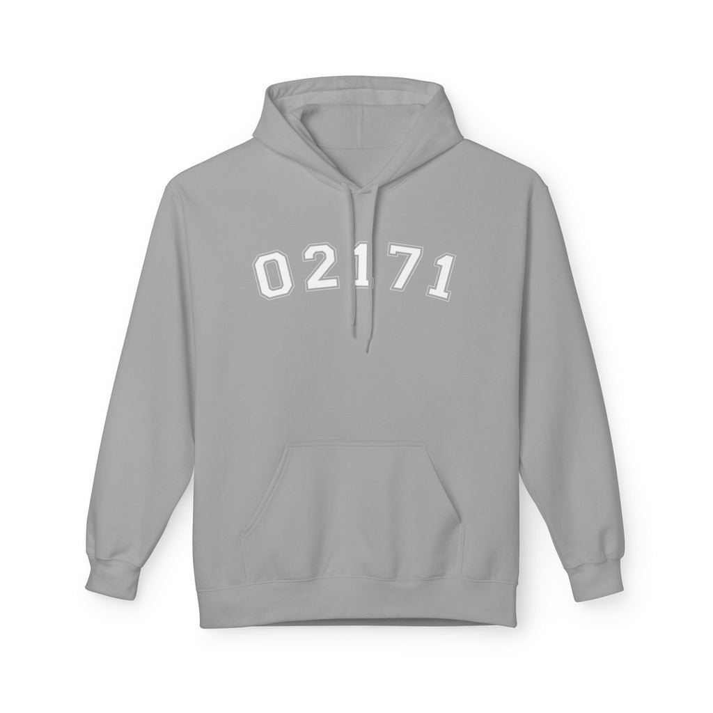 02171- Quincy Zip Code Softstyle Hoodie White Text