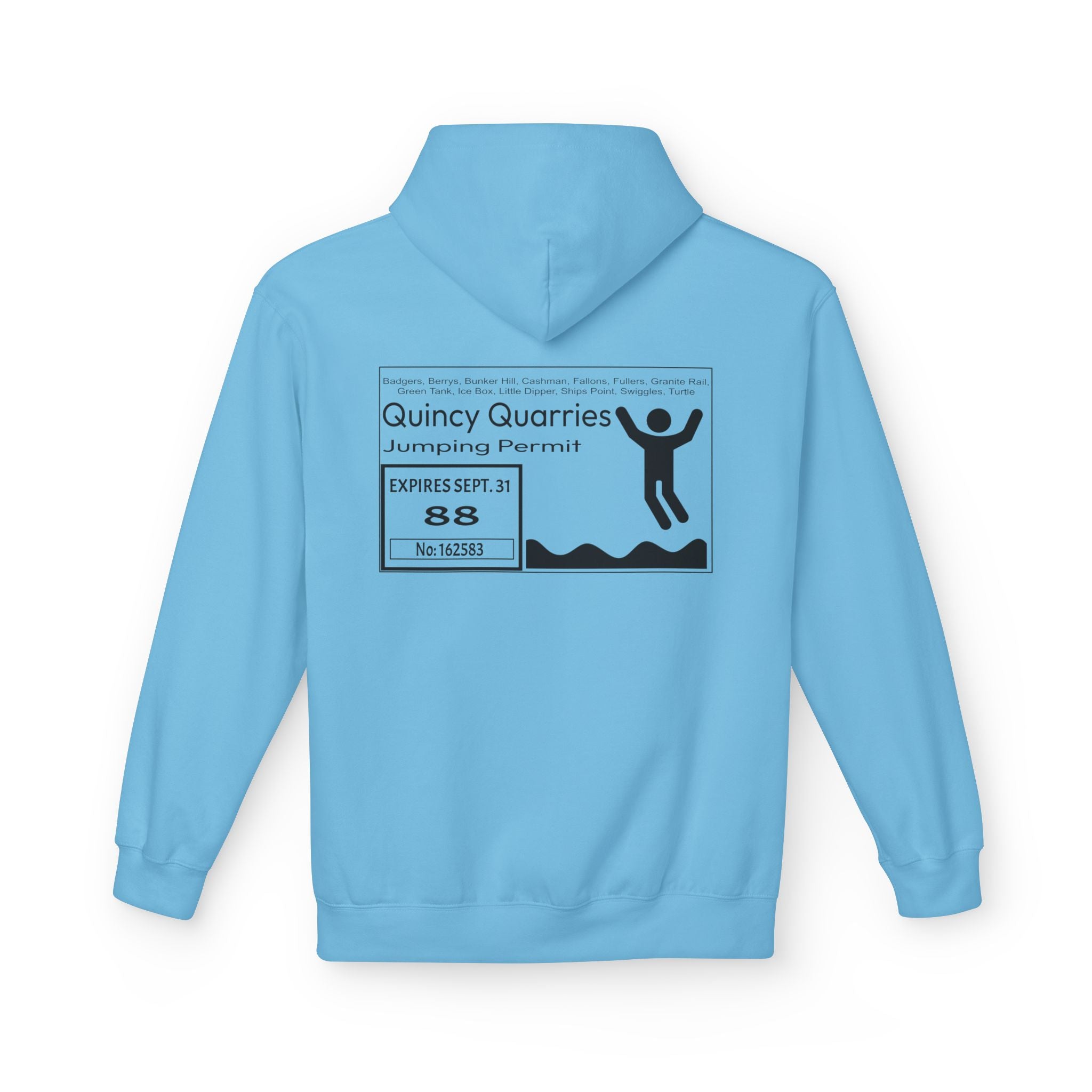 Quincy Quarries Permit Softstyle Hoodie- Black Text