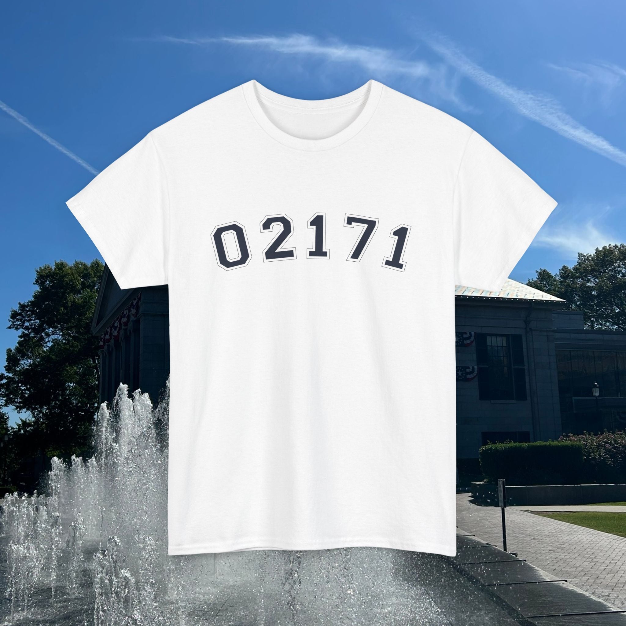 02171- Quincy Zip Code T-shirt Navy Text