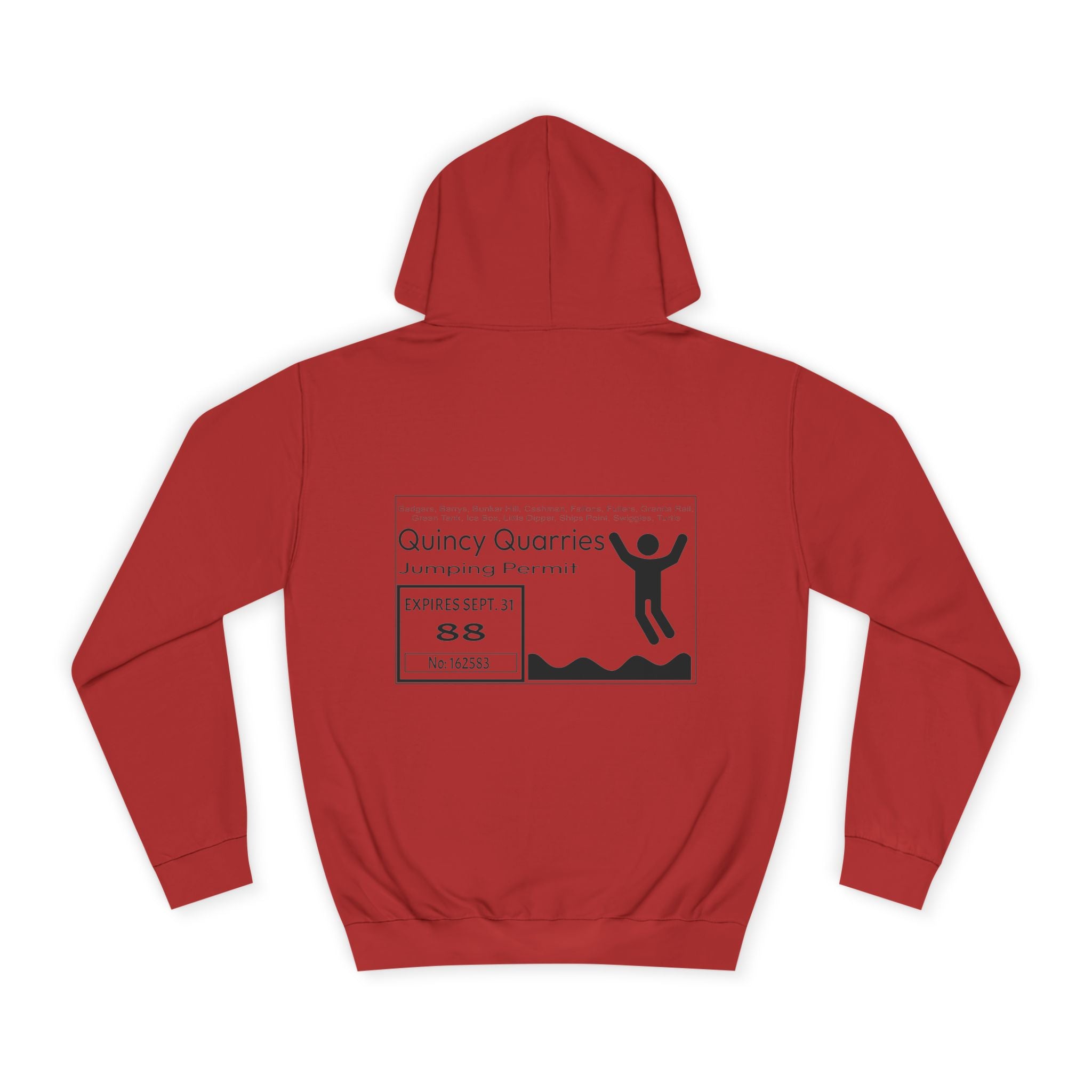 Quincy Quarries Permit Hoodie- Black Text