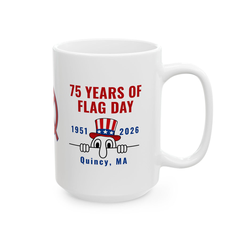 Flag Day 75th Anniversary Ceramic Mug — Quincy 75 Years Commemorative Coffee Cup