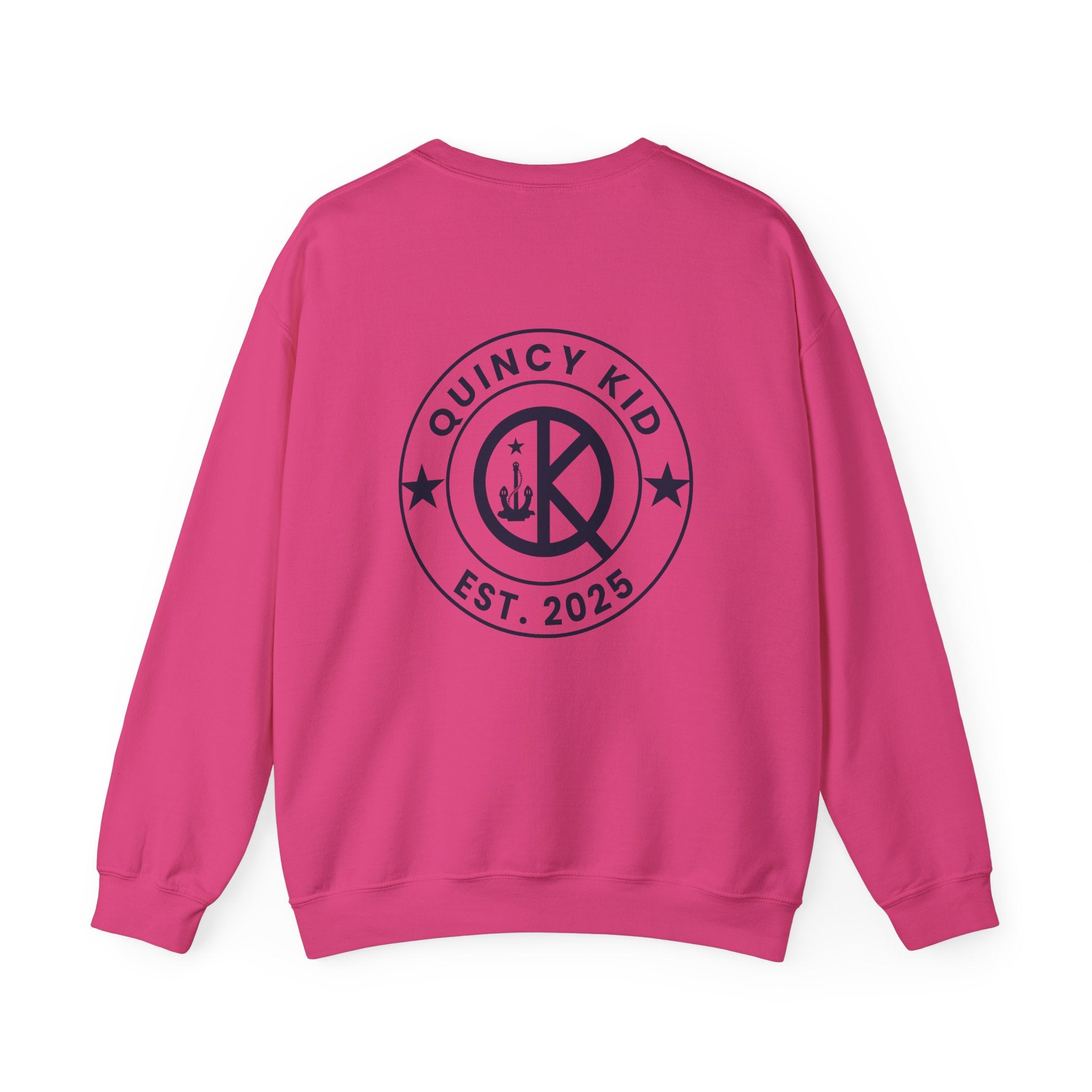 Quincy Kid Crewneck Sweatshirt With Navy Emblem