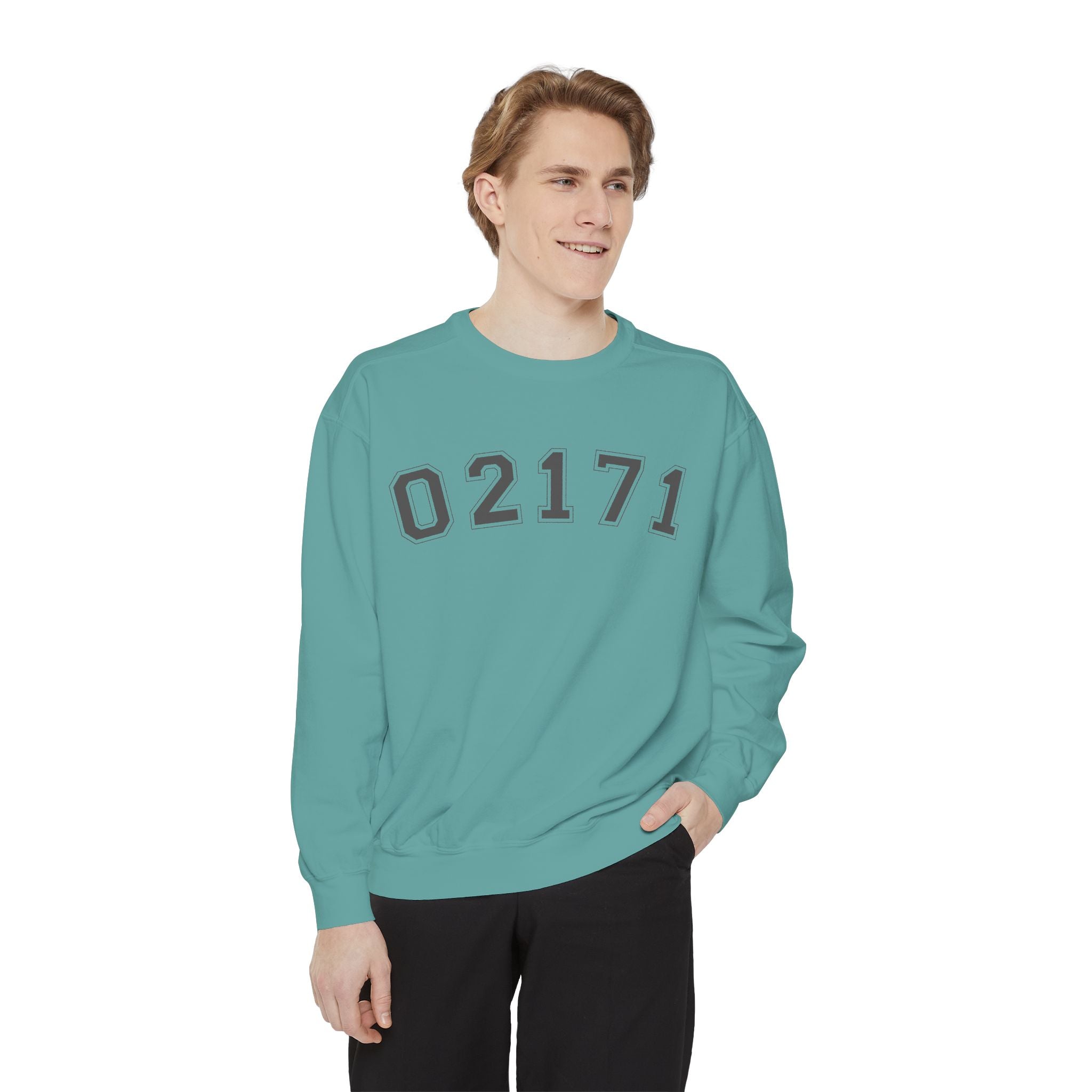 02171- Quincy Zip Code Sweatshirt Grey Text