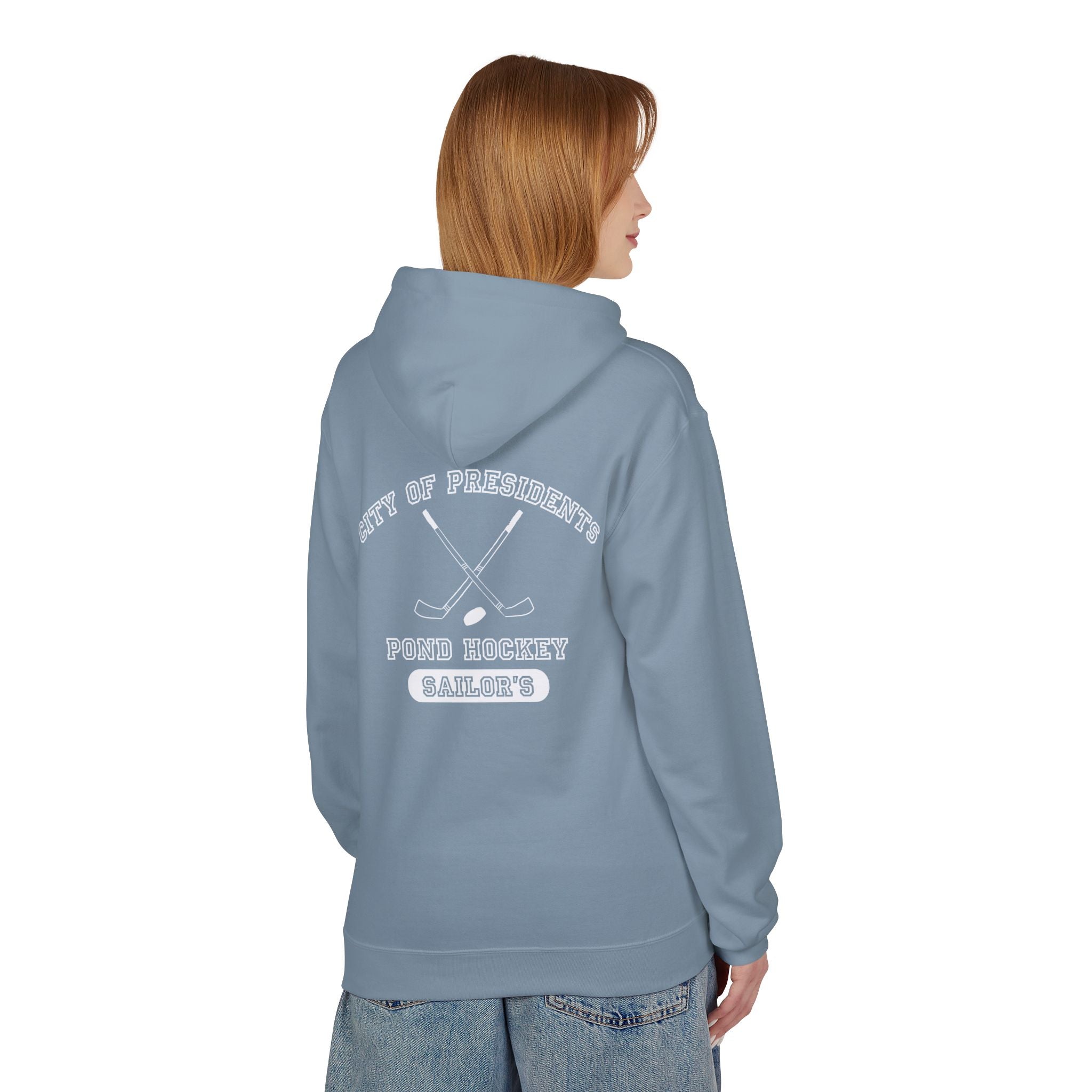 Sailor's Pond Hockey Softstyle Hoodie White Text