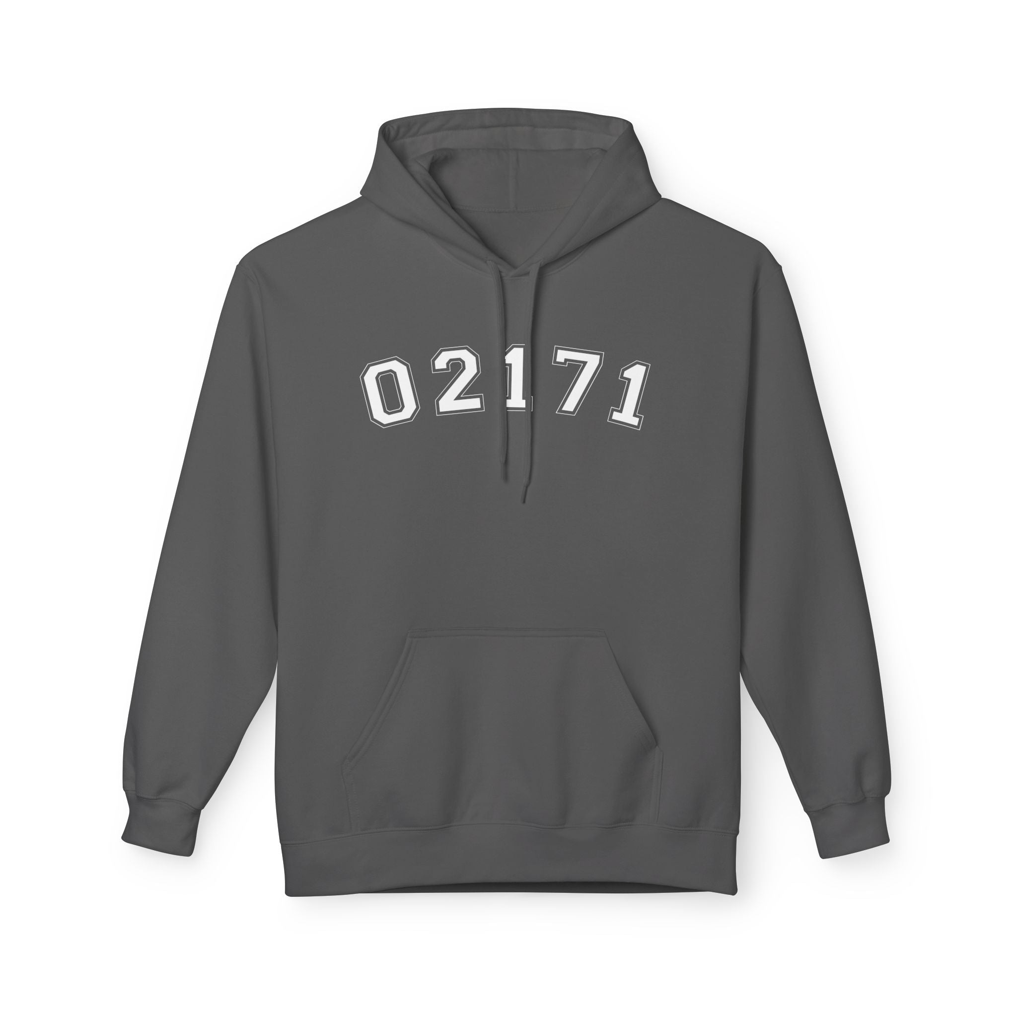 02171- Quincy Zip Code Softstyle Hoodie White Text