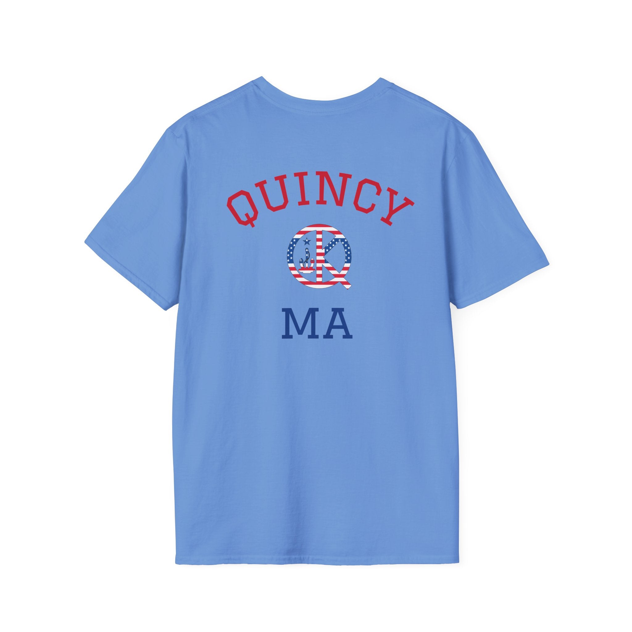 Quincy MA- Back Red, White and Blue Text