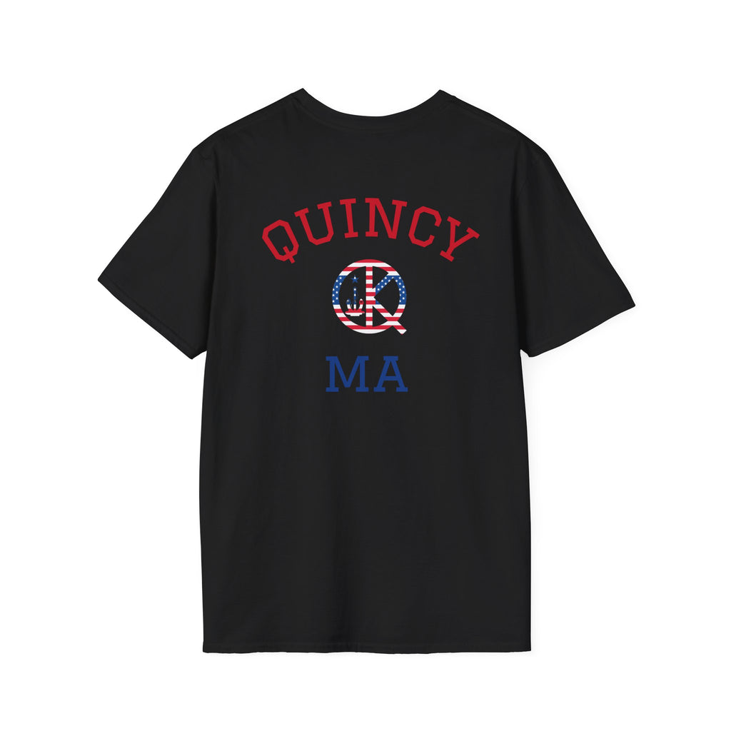 Quincy MA- Back Red, White and Blue Text