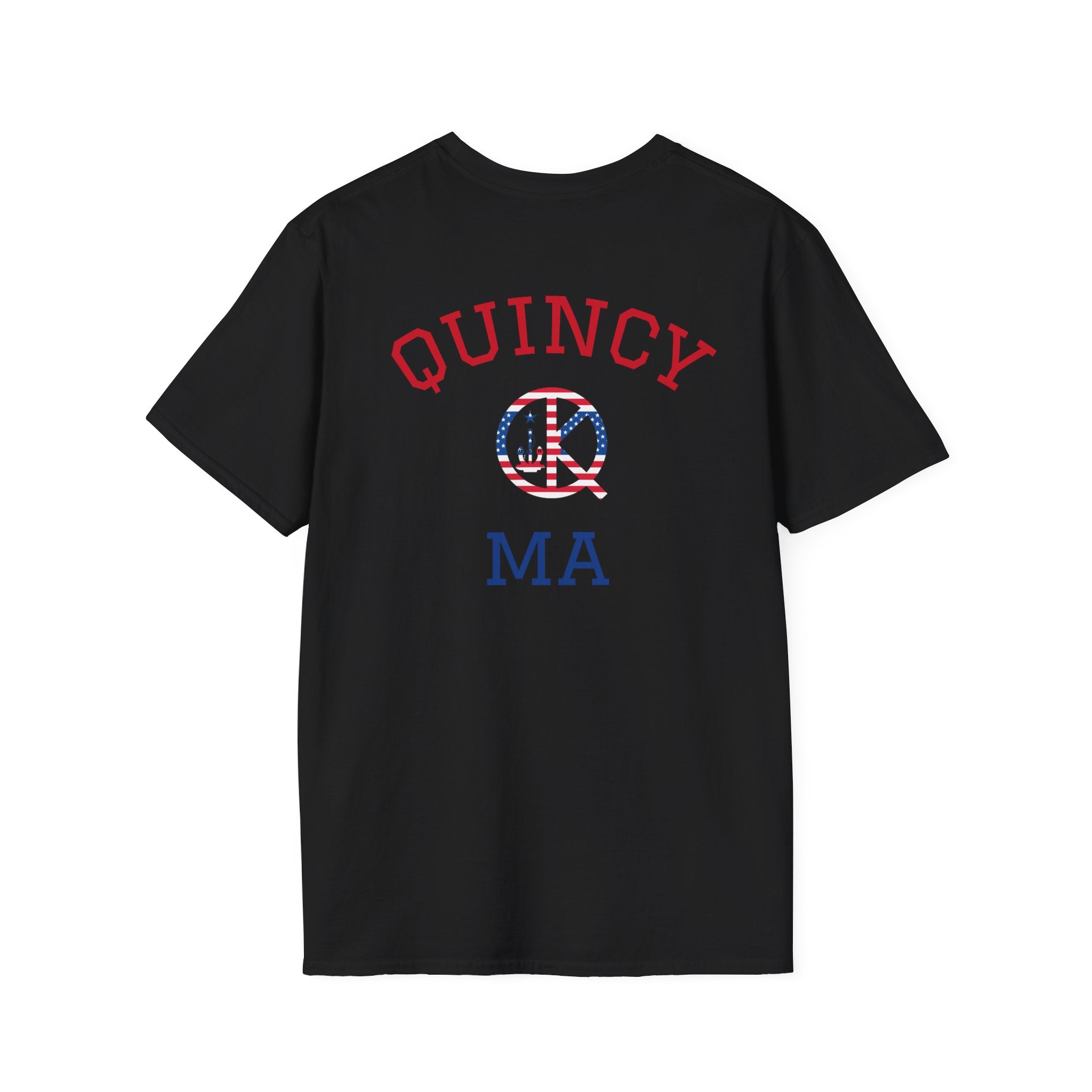 Quincy MA- Back Red, White and Blue Text