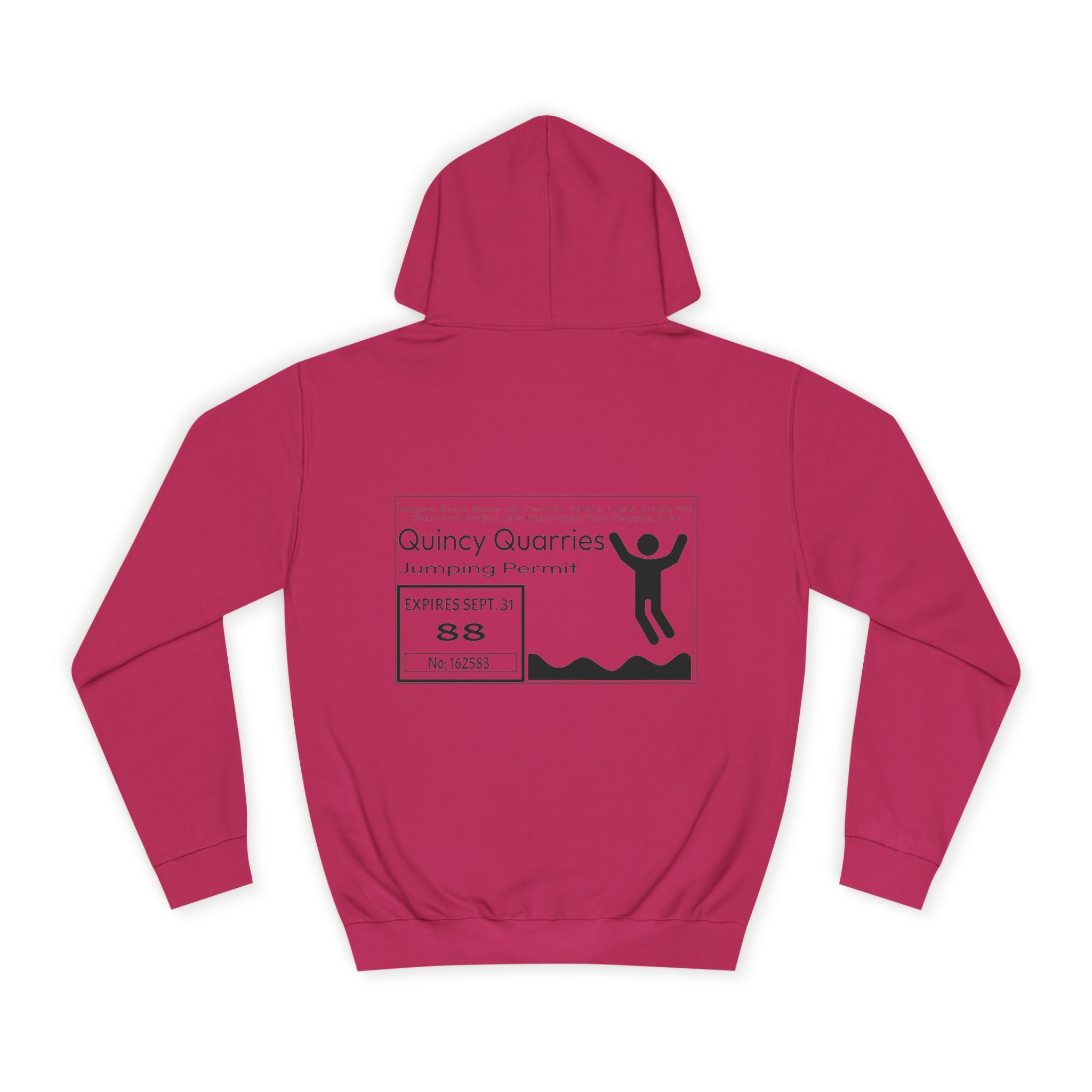 Quincy Quarries Permit Hoodie- Black Text