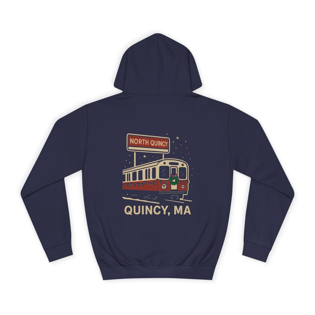 North Quincy Red Line Holiday Hoodie- White Logo