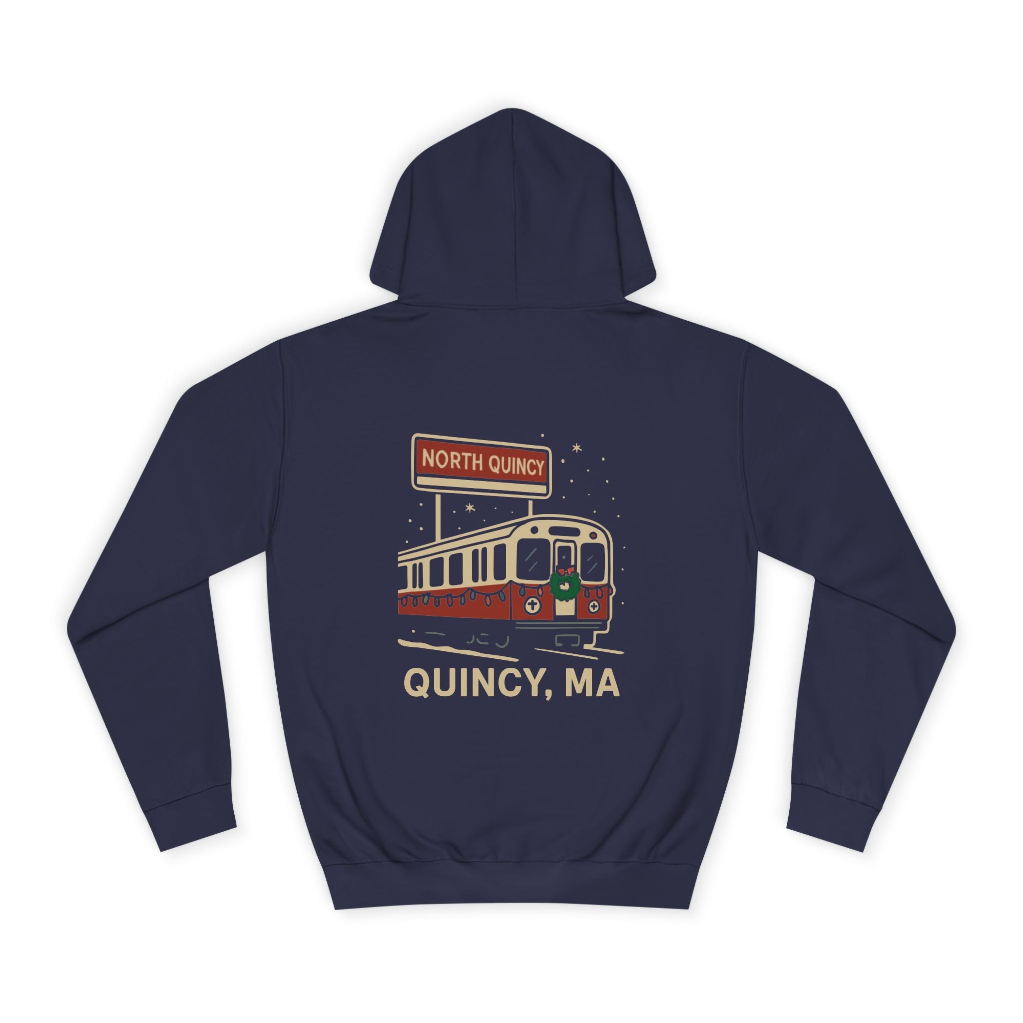North Quincy Red Line Holiday Hoodie- White Logo