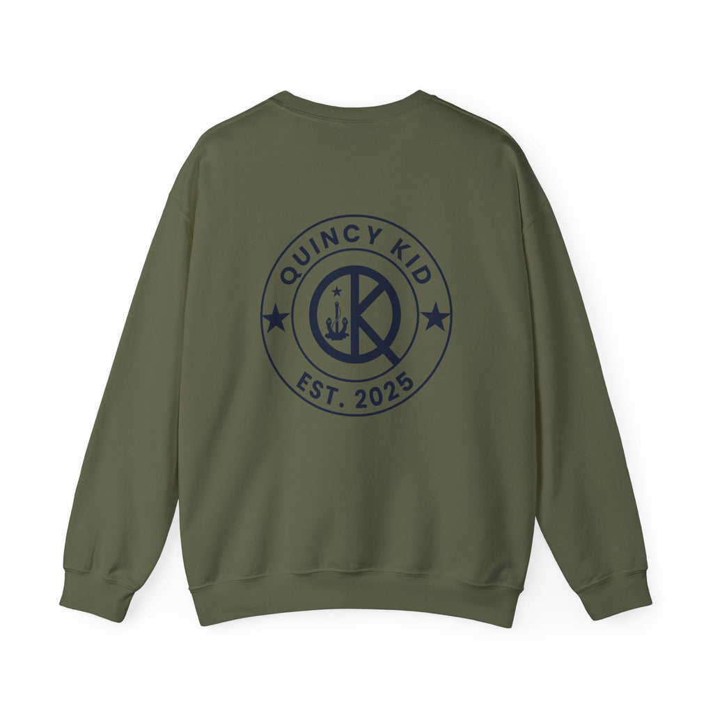 Quincy Kid Crewneck Sweatshirt With Navy Emblem