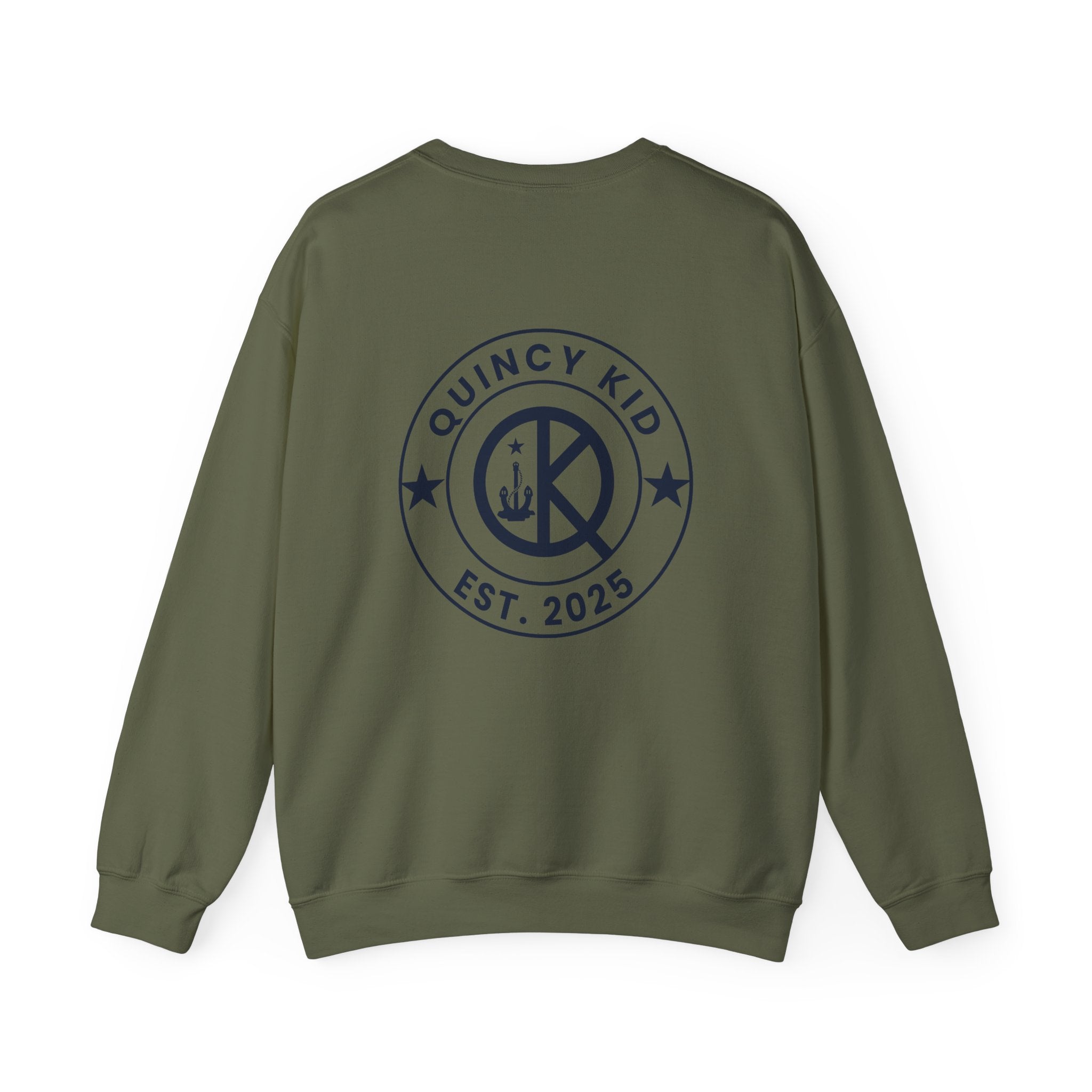 Quincy Kid Crewneck Sweatshirt With Navy Emblem