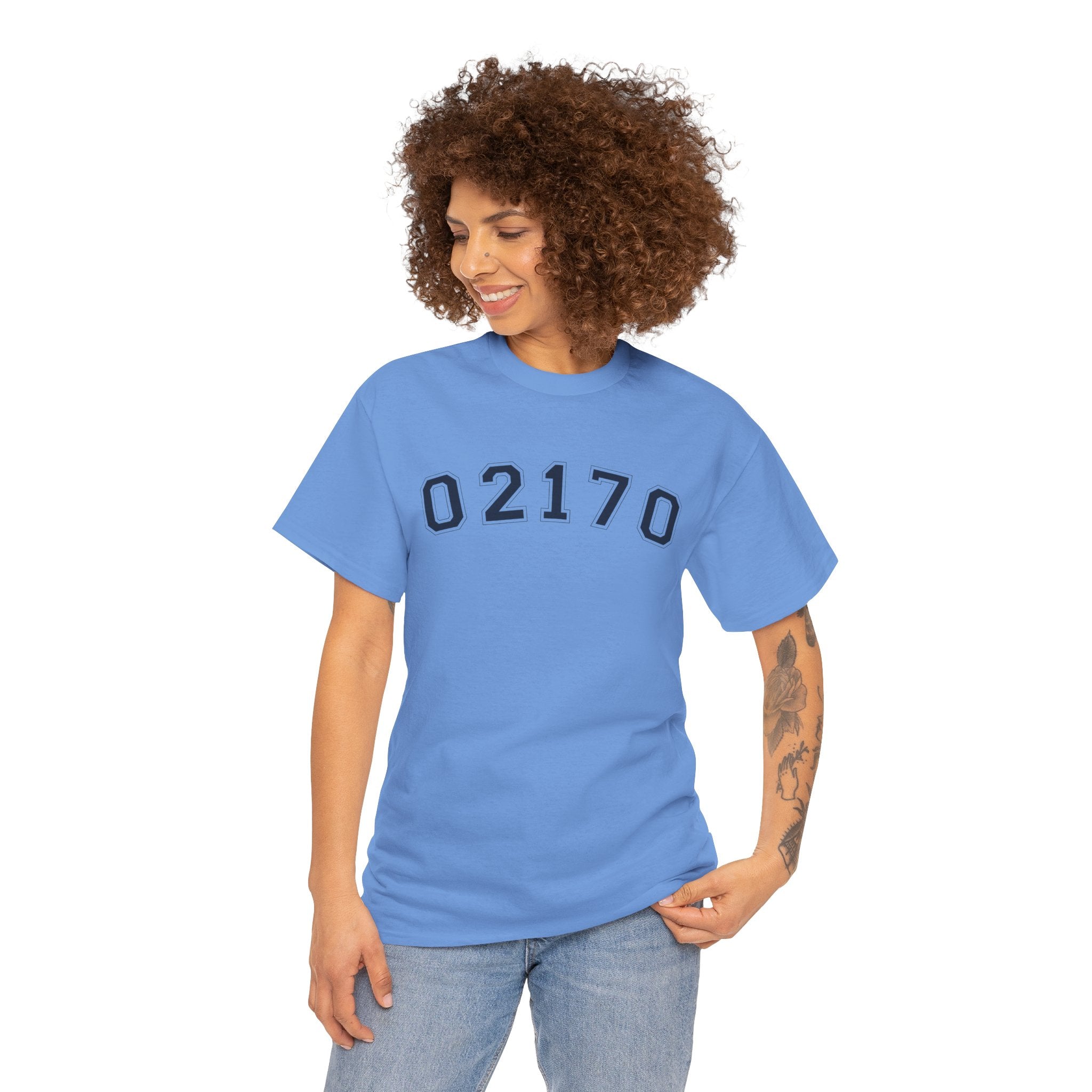 02170- Quincy Zip Code T-shirt Navy Text