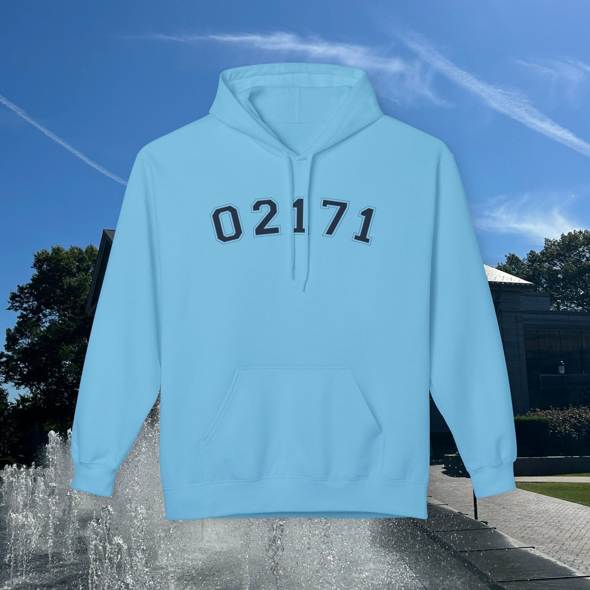 02171- Quincy Zip Code Hoodie Navy Text