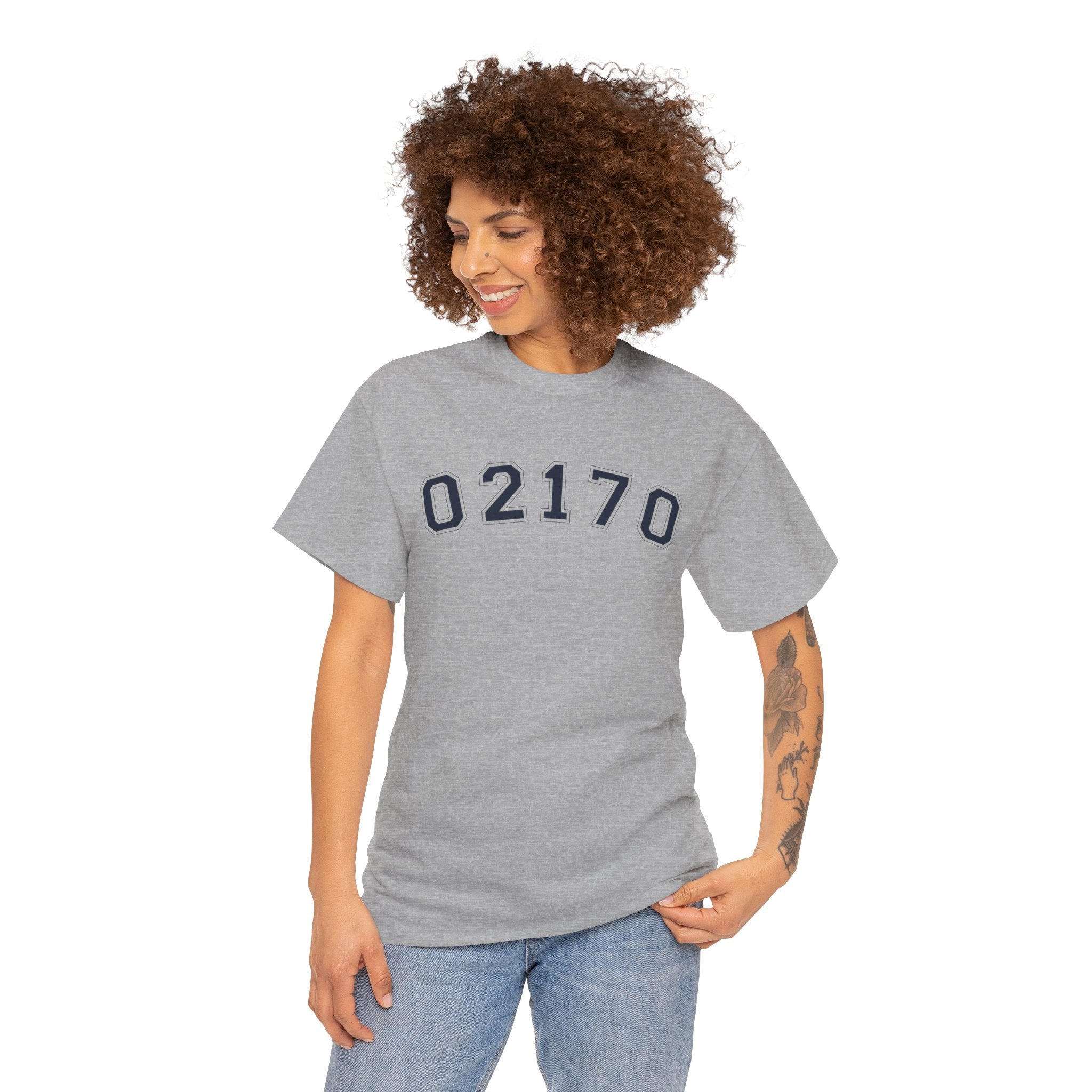 02170- Quincy Zip Code T-shirt Navy Text