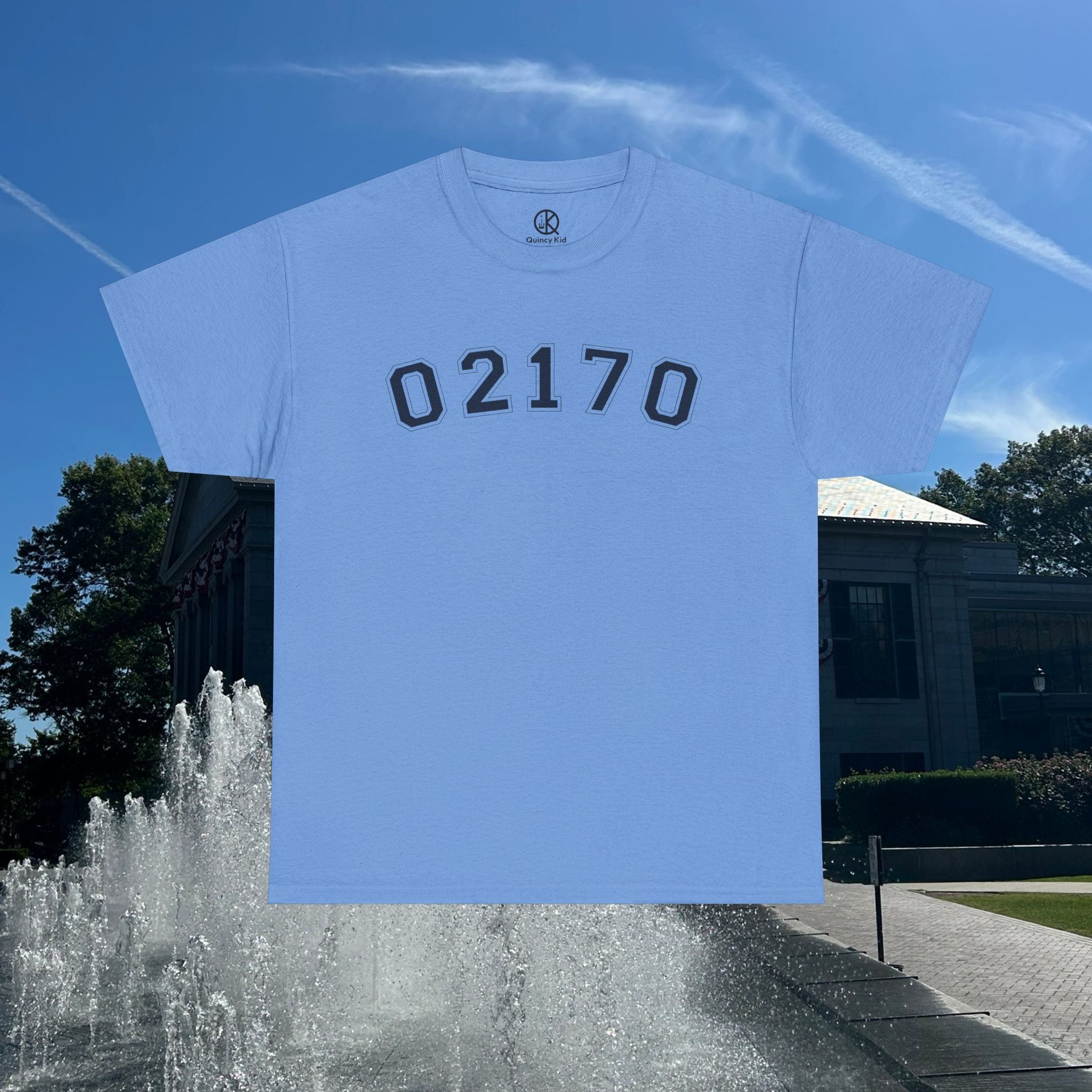 02170- Quincy Zip Code T-shirt Navy Text