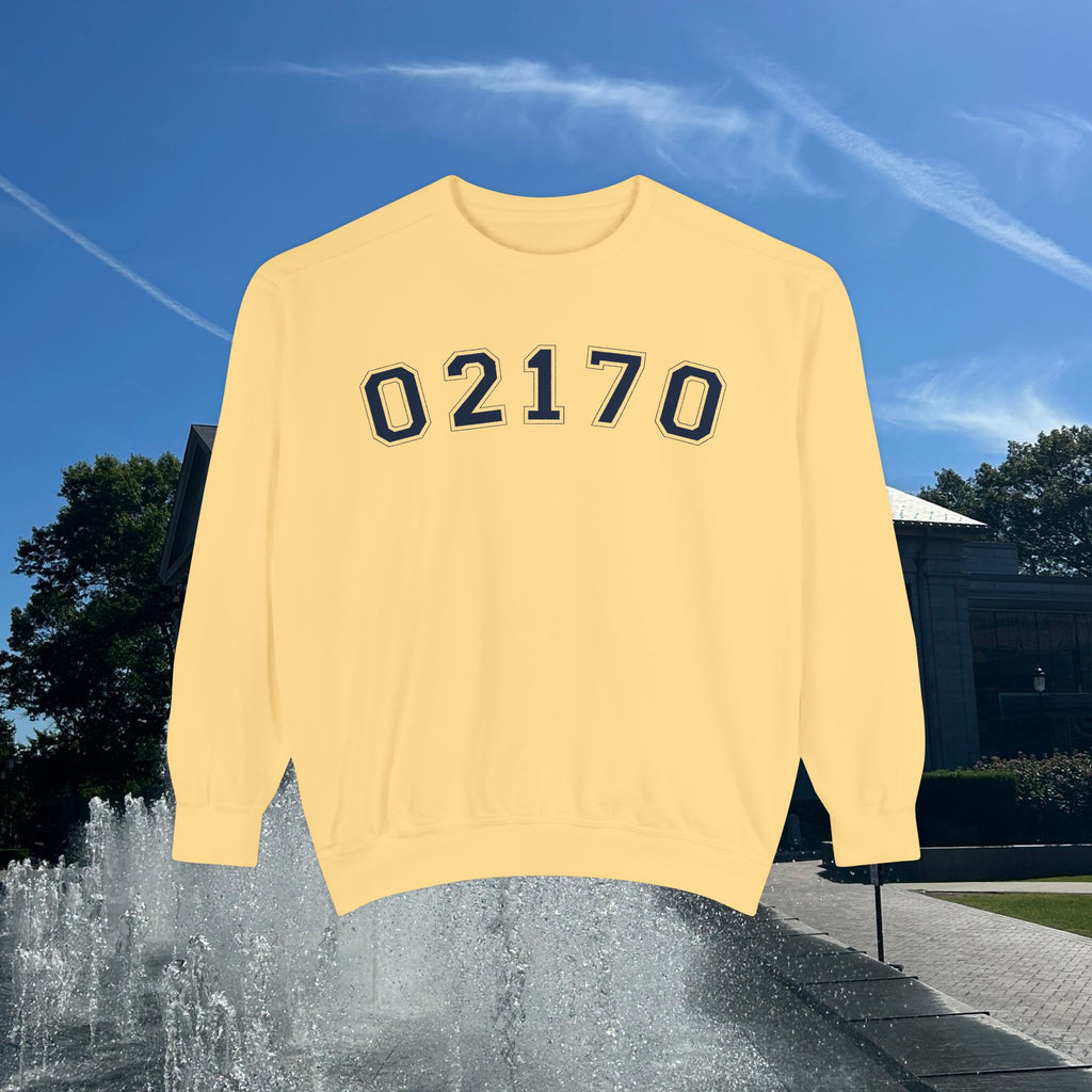 02170- Quincy Zip Code Sweatshirt Navy Text