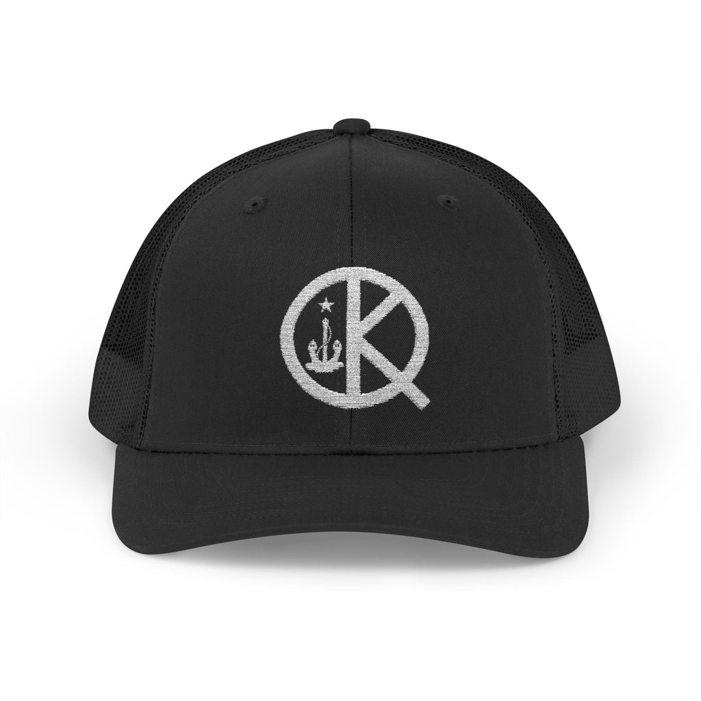 QK White Logo Snapback Trucker Cap