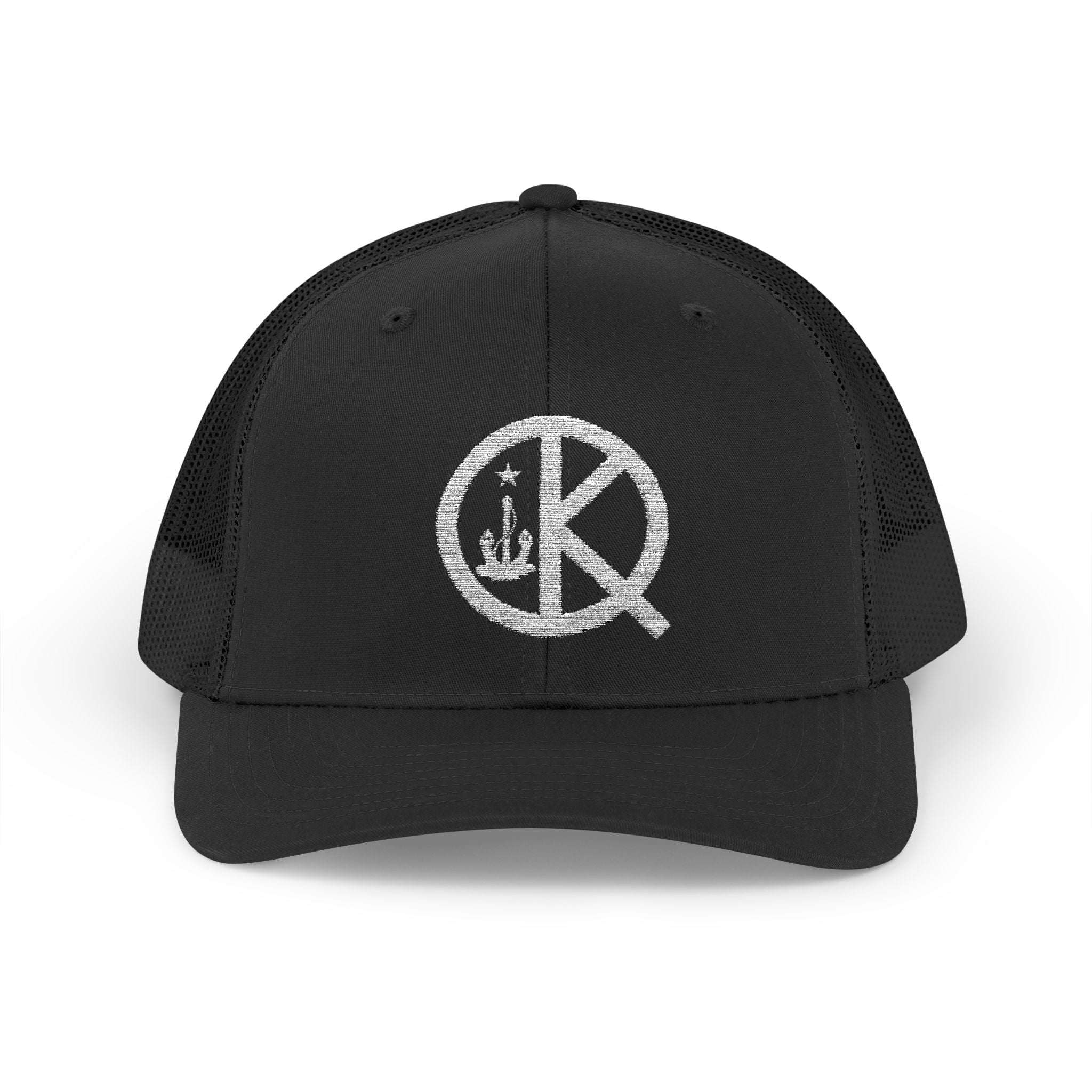 QK White Logo Snapback Trucker Cap
